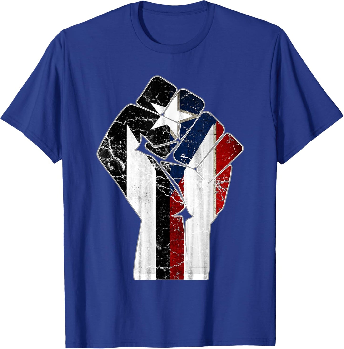 Black Puerto Rico Flag Fist with Boricua Flag Resiste Taino T-Shirt - T-Shirt | Royal