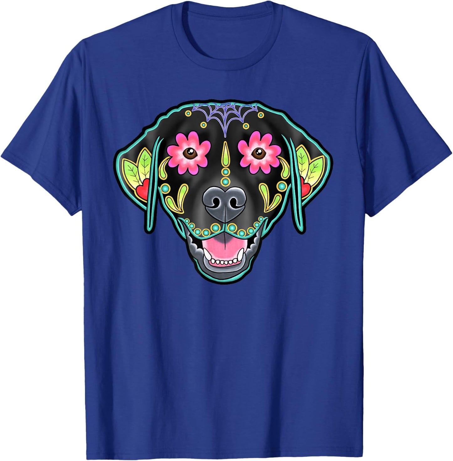 Black Labrador Retriever - Day of the Dead Sugar Skull Lab T-Shirt - T-Shirt | Royal