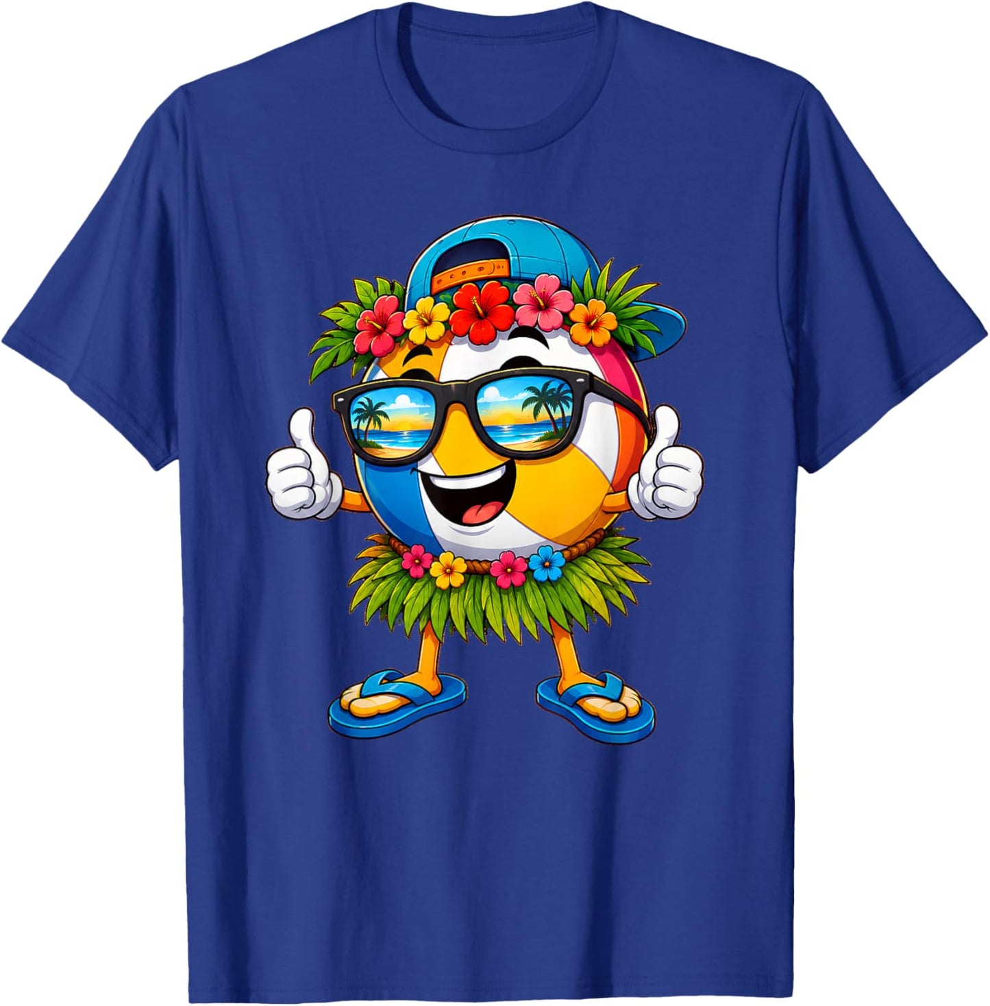 Hawaiian Volleyball Ball Tropical Beach Summer Vacation T-Shirt - T-Shirt | Royal