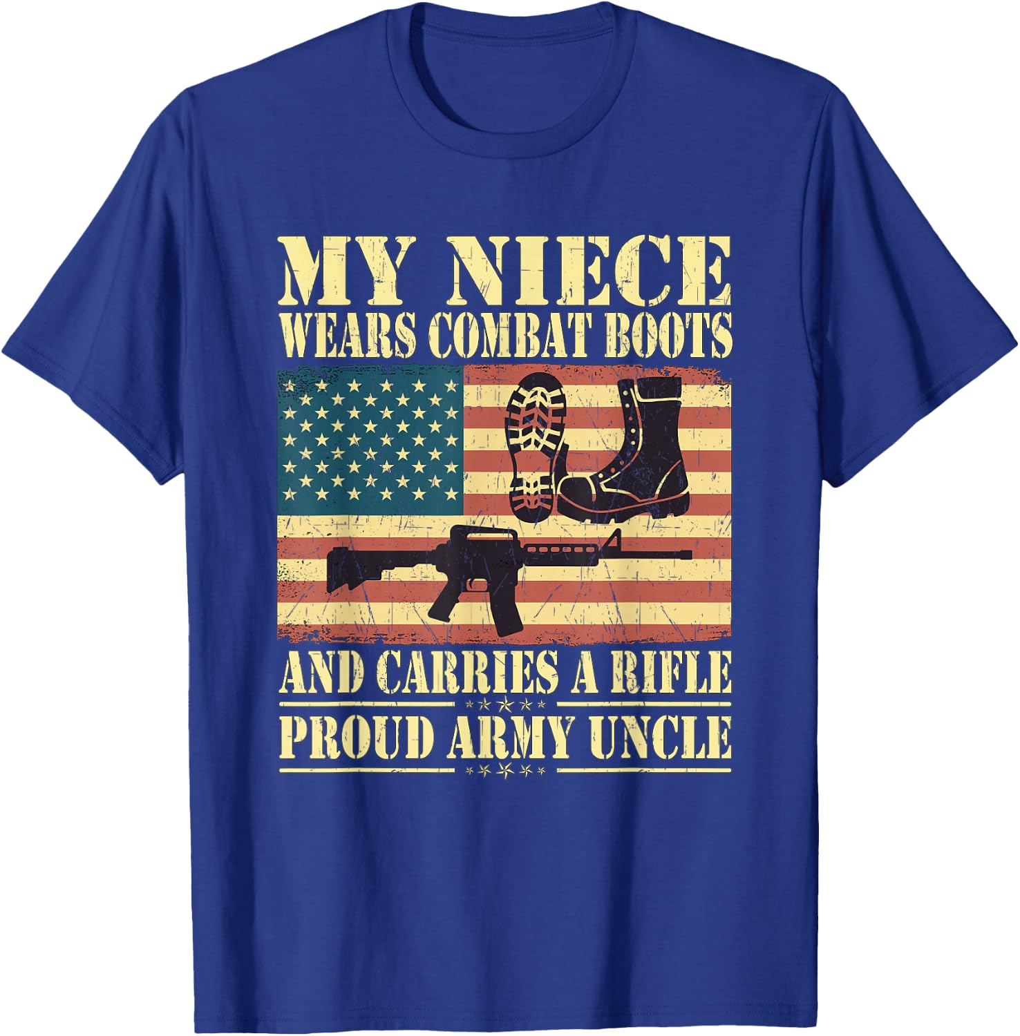 My Niece Wears Combat Boots Proud Army Uncle Military Family T-Shirt - T-Shirt | Royal