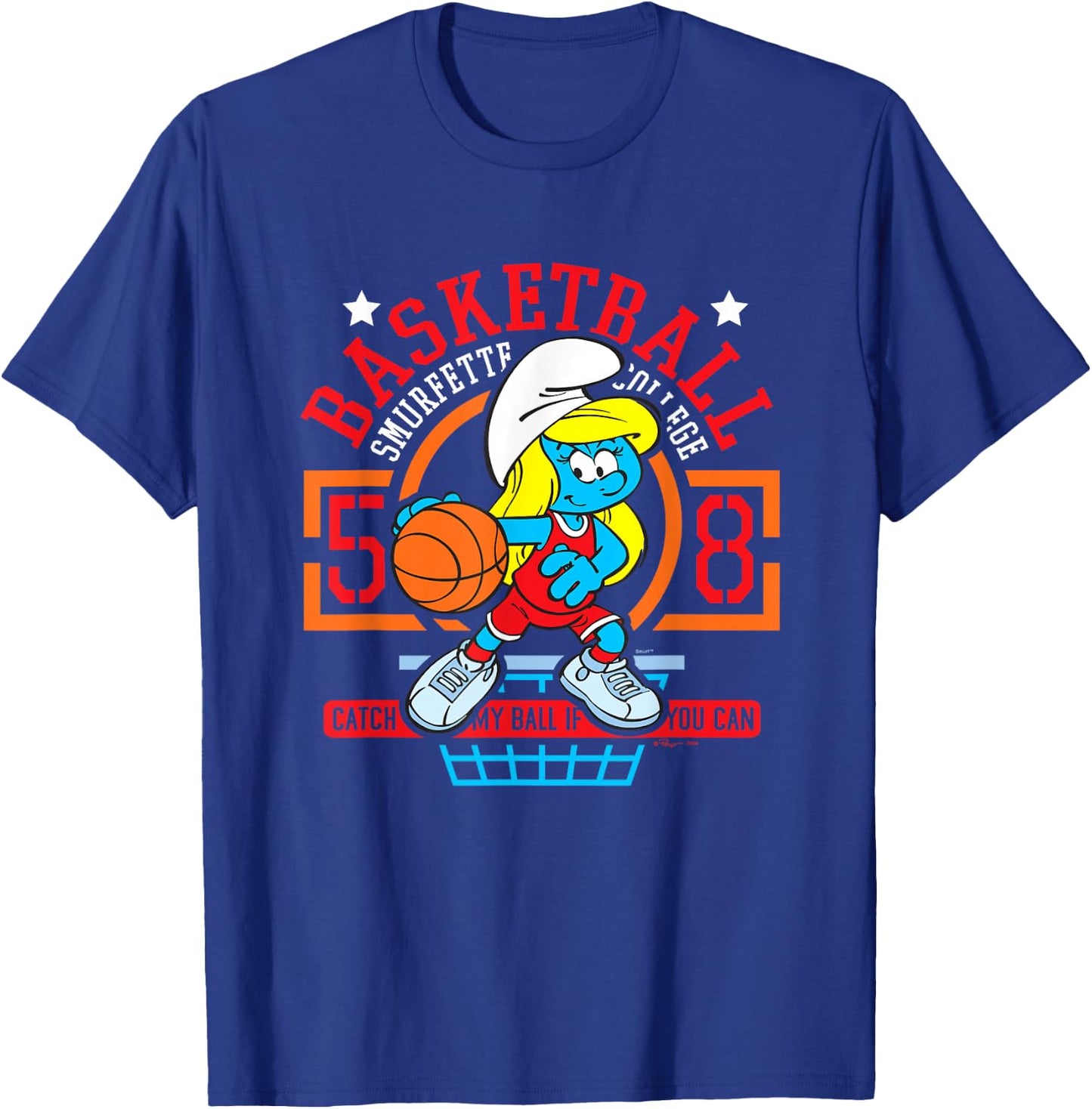 The Smurfs Basketball Smurfette College Logo T-Shirt - T-Shirt | Royal