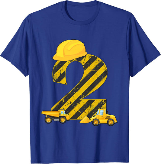 2nd Birthday Digger I 2 Years Builder Excavator Gift T-Shirt - T-Shirt | Royal
