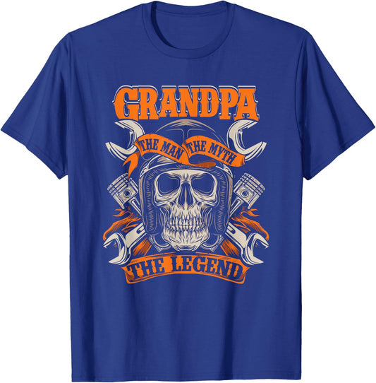 Biker Grandpa The Man The Myth The Legend Motorcycle T-Shirt - T-Shirt | Royal