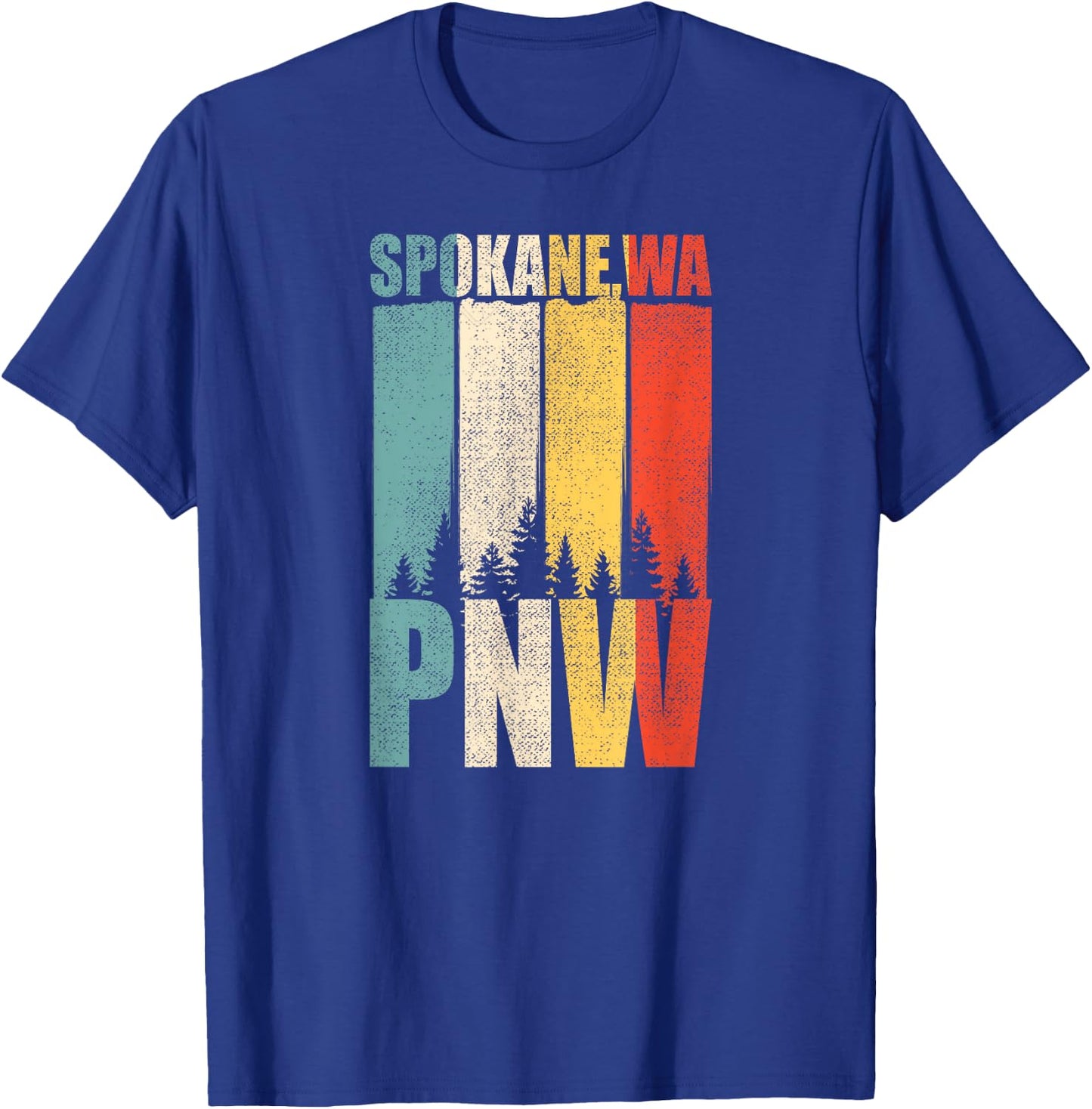 Distressed Retro Spokane WA Pacific Northwest Shirt PNW T-Shirt - T-Shirt | Royal