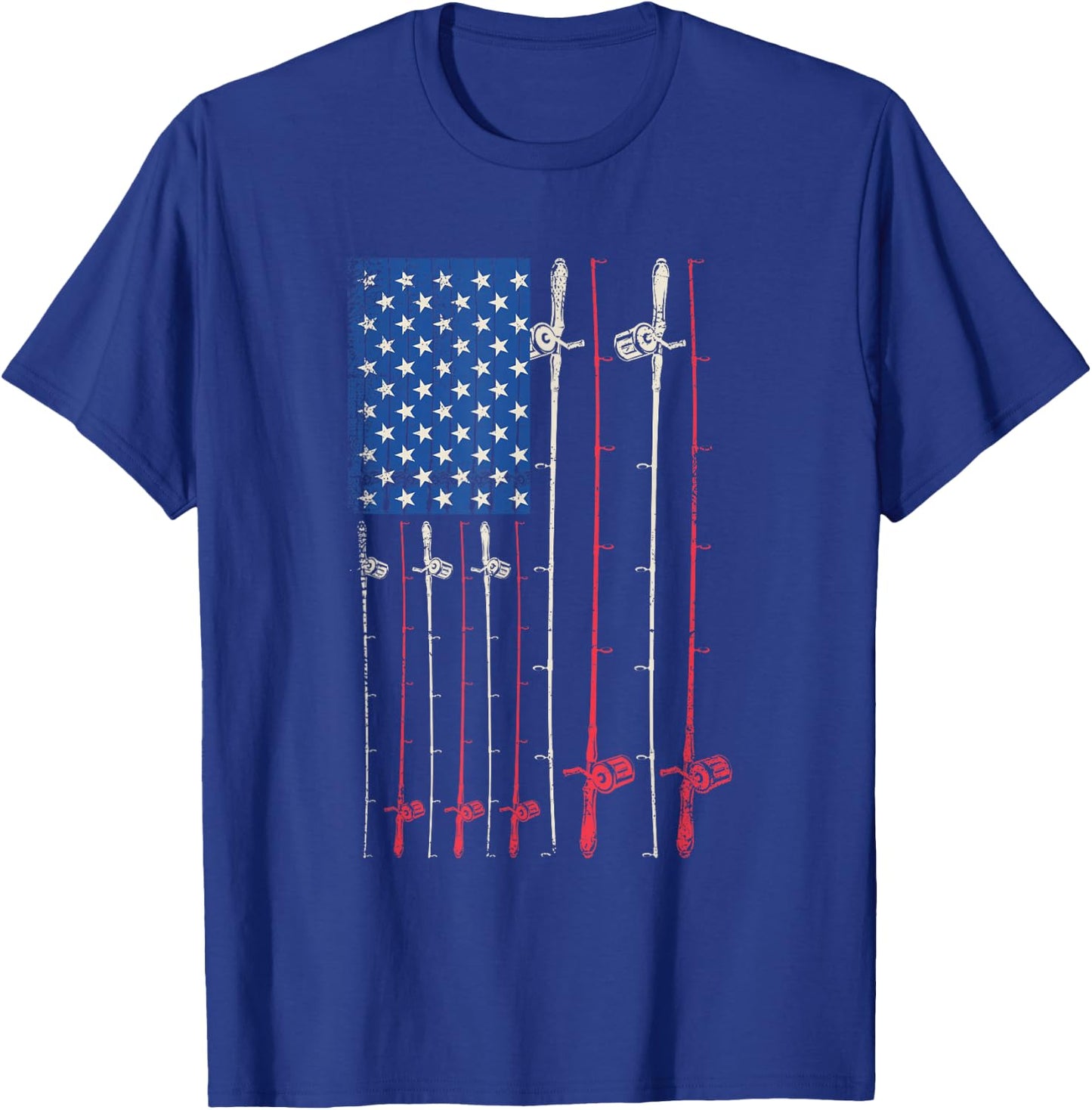 American Flag Fishing Rod T-Shirt - T-Shirt | Royal