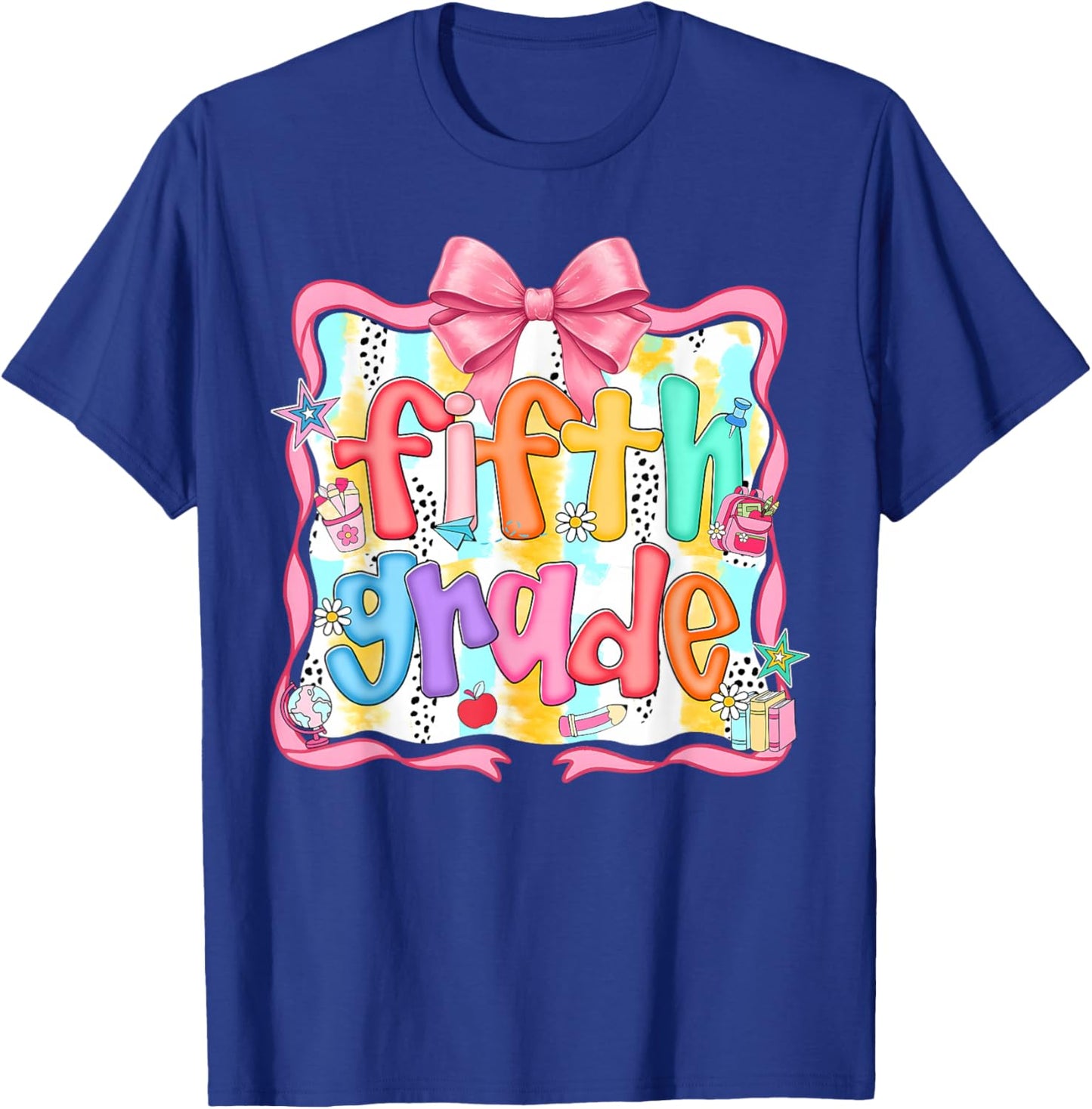Preppy Back to School Fifth Grade Coquette Bow Women Girl T-Shirt - T-Shirt | Royal