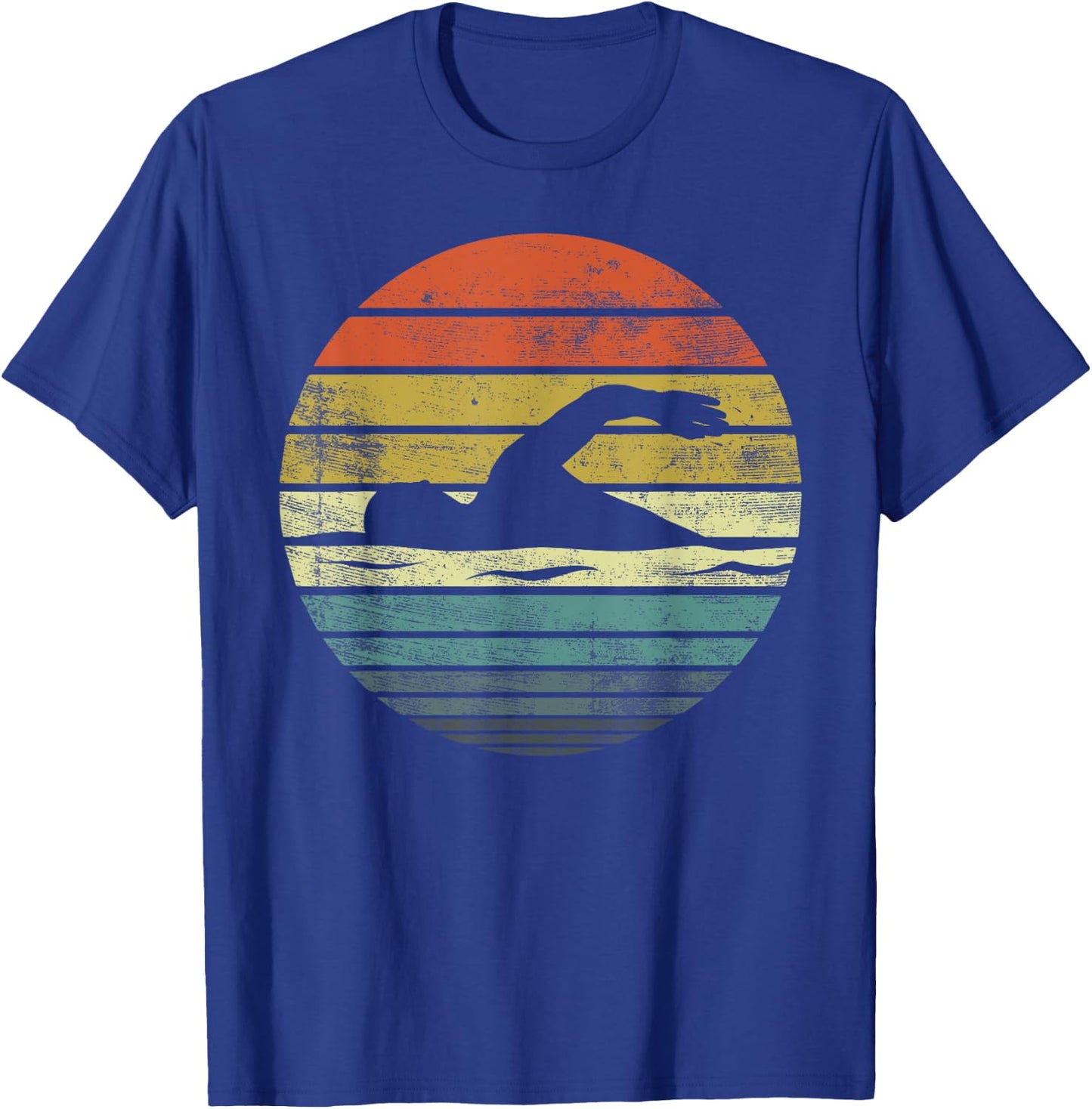 Swimmer Gifts Funny Retro Vintage Sunset Swim Coach Swimming T-Shirt - T-Shirt | Royal