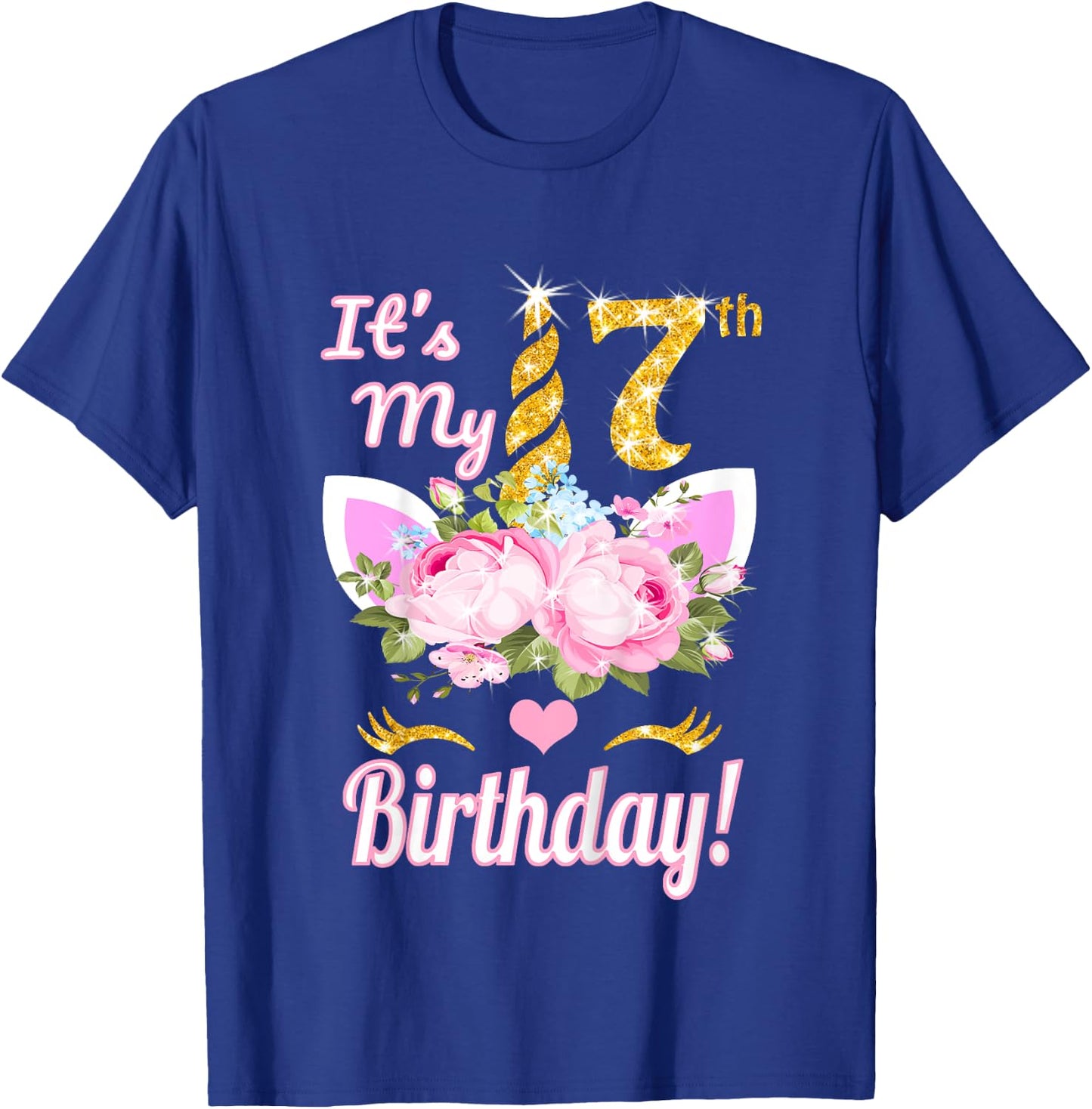 It's My 7th Birthday: 7 Year Old Unicorn Birthday Shirt Girl T-Shirt - T-Shirt | Royal