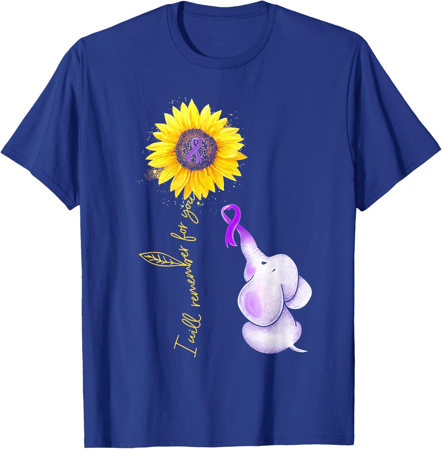 Elephant I Will Remember For You Sunflower Alzheimer T-Shirt - T-Shirt | Royal