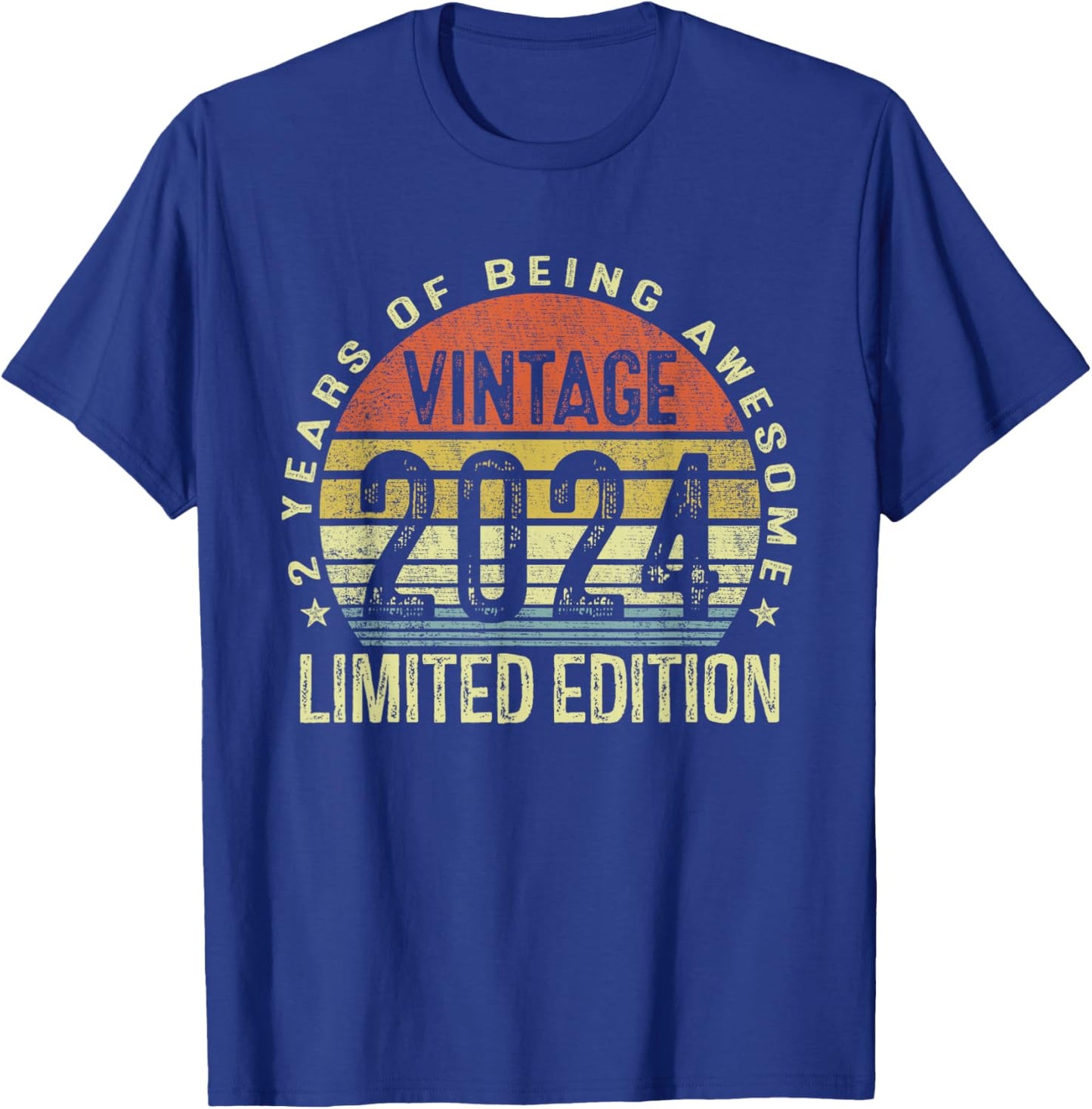 Vintage 2024 Limited Edition 2 Year Old Gifts 2nd Birthday T-Shirt - T-Shirt | Royal