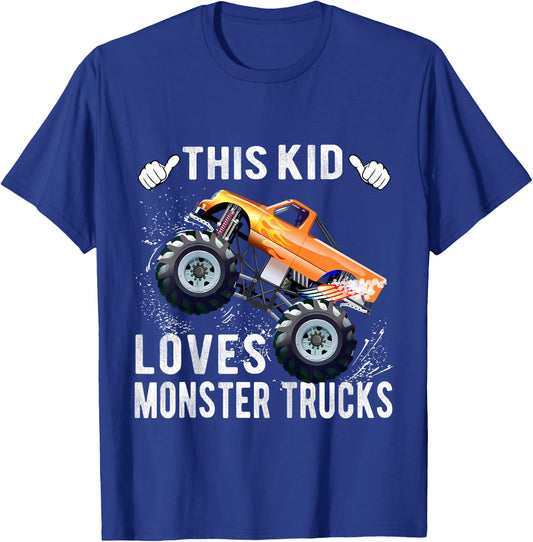 This Kid Loves Monster Trucks Boys and Girls Gift T-Shirt - T-Shirt | Royal