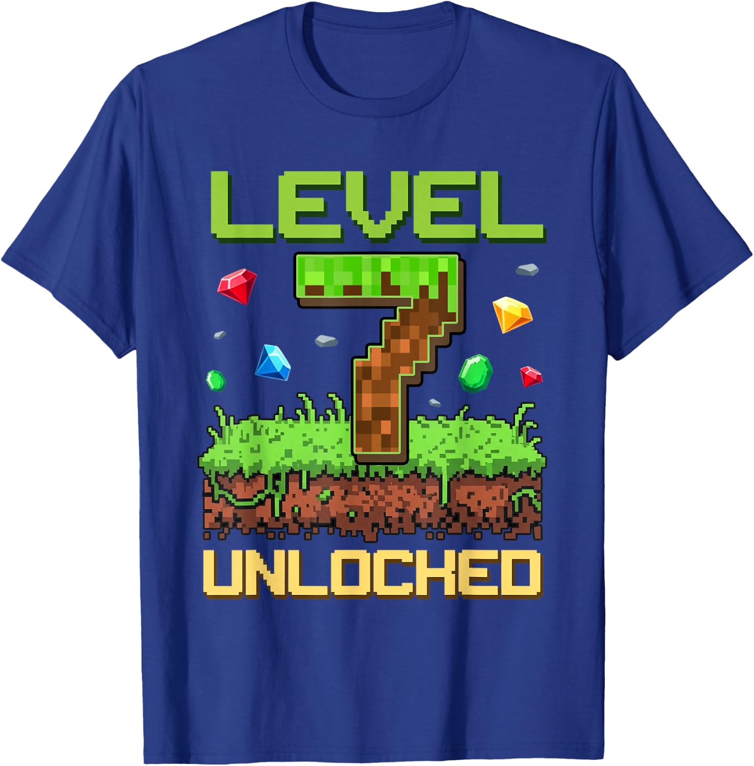 Level 7 Unlocked 7th Birthday Gamer Boys Kids 7 Year Old T-Shirt - T-Shirt | Royal