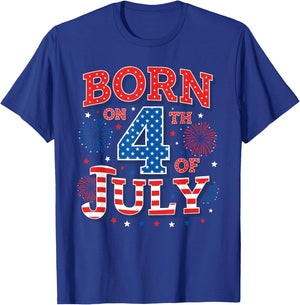 Born On The 4th of July Birthday T-Shirt - T-Shirt | Royal