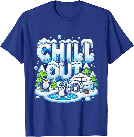 Antarctica Penguin Chill Out Shirt Cute Winter Penguin Igloo T-Shirt - T-Shirt | Royal