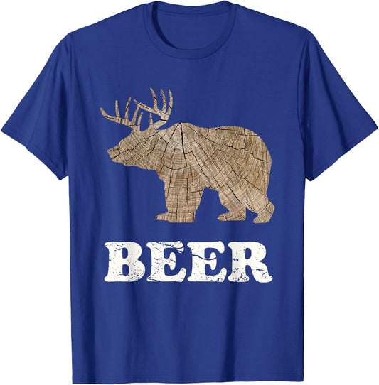 Bear + Deer, Beer Funny T-Shirt - T-Shirt | Royal