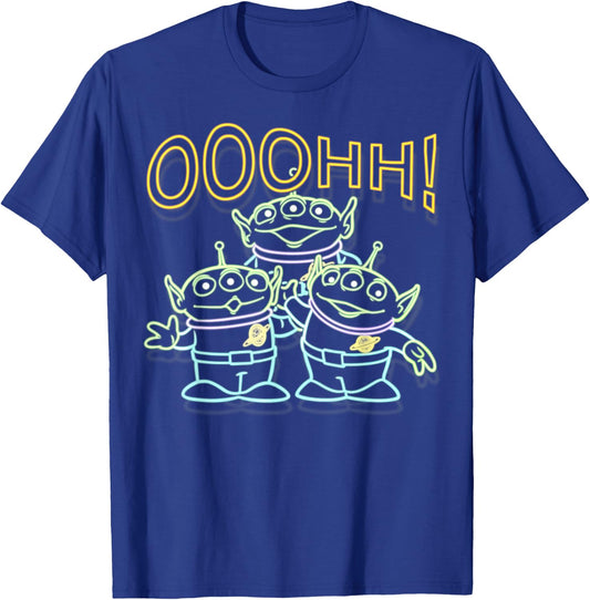 Disney Pixar Toy Story Neon Aliens Ooohh Outline Portrait T-Shirt - T-Shirt | Royal