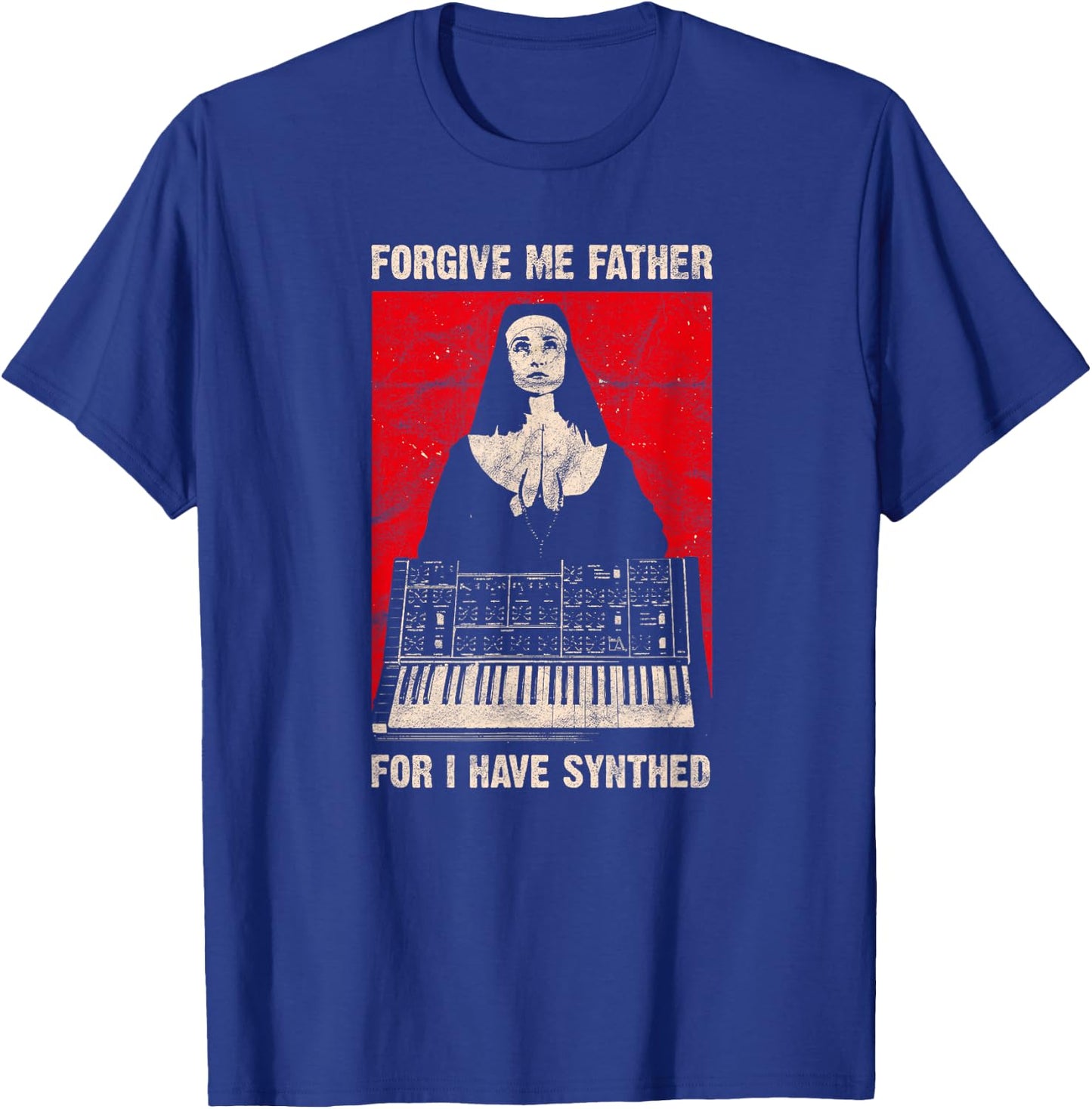 Synthesizer Vintage Analog Synth Retro ADSR Gear VCO Nun T-Shirt - T-Shirt | Royal