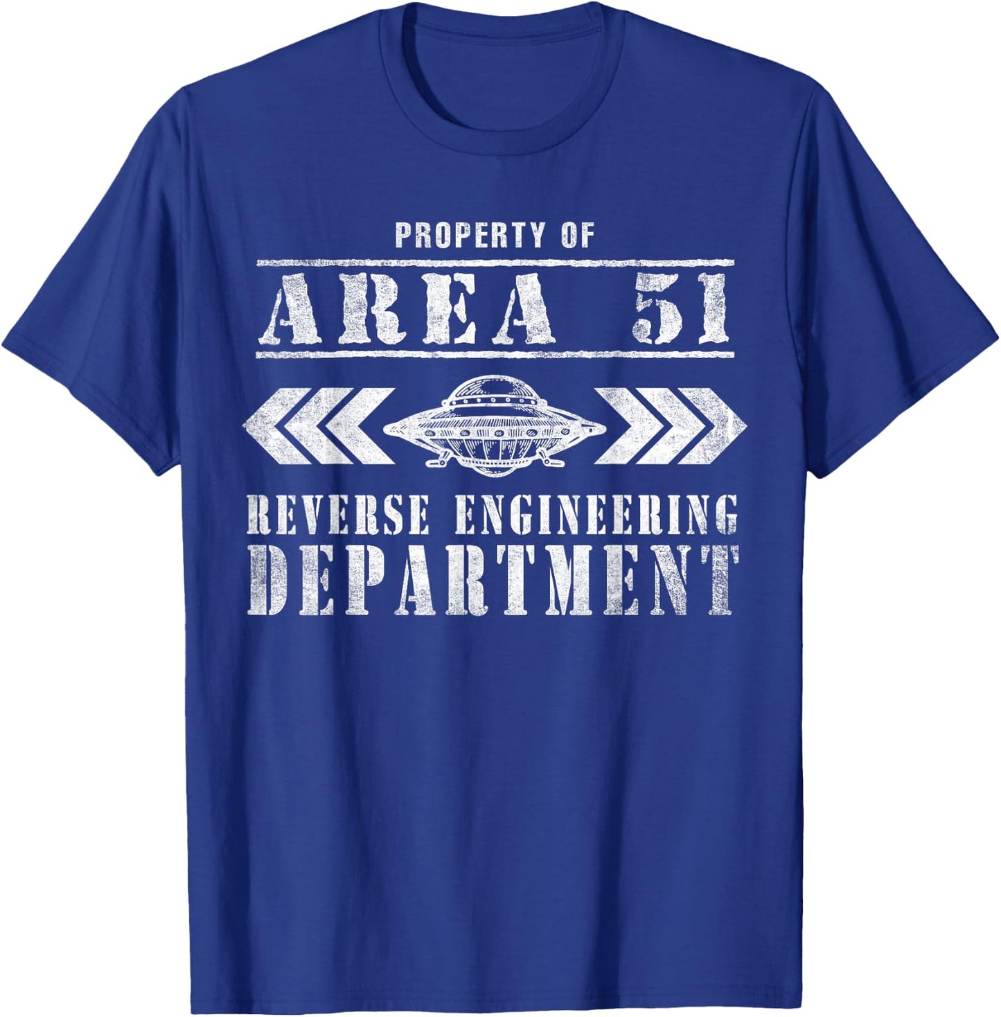 Area 51 Reverse Engineering Department UFO Alien T-Shirt - T-Shirt | Royal