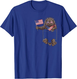 Porcupine Pocket Patriotic American Flag 4th of July USA T-Shirt - T-Shirt | Royal