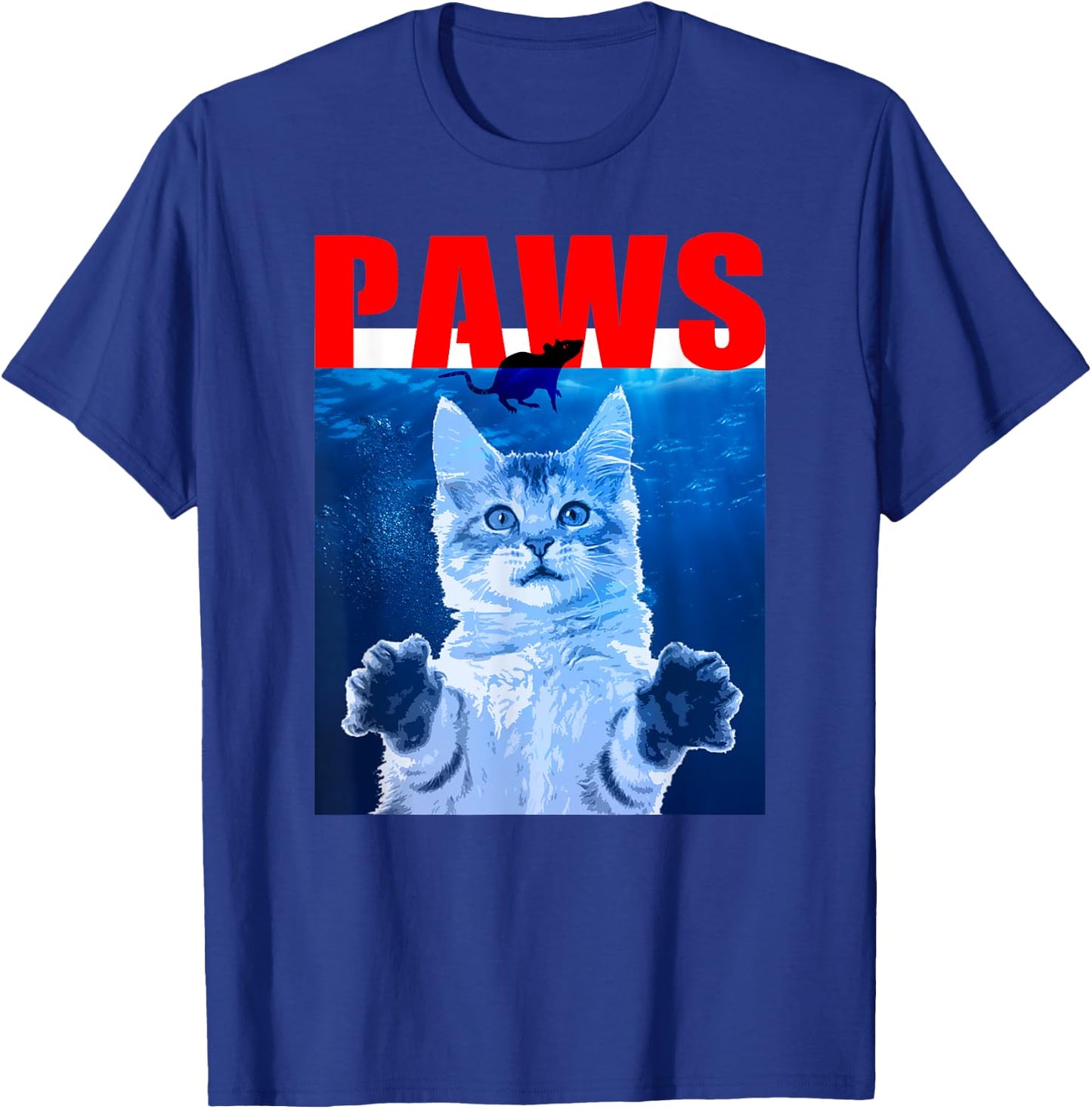 PAWS Funny Cat . Parody For Shark And Cat Lovers Women Kids T-Shirt - T-Shirt | Royal