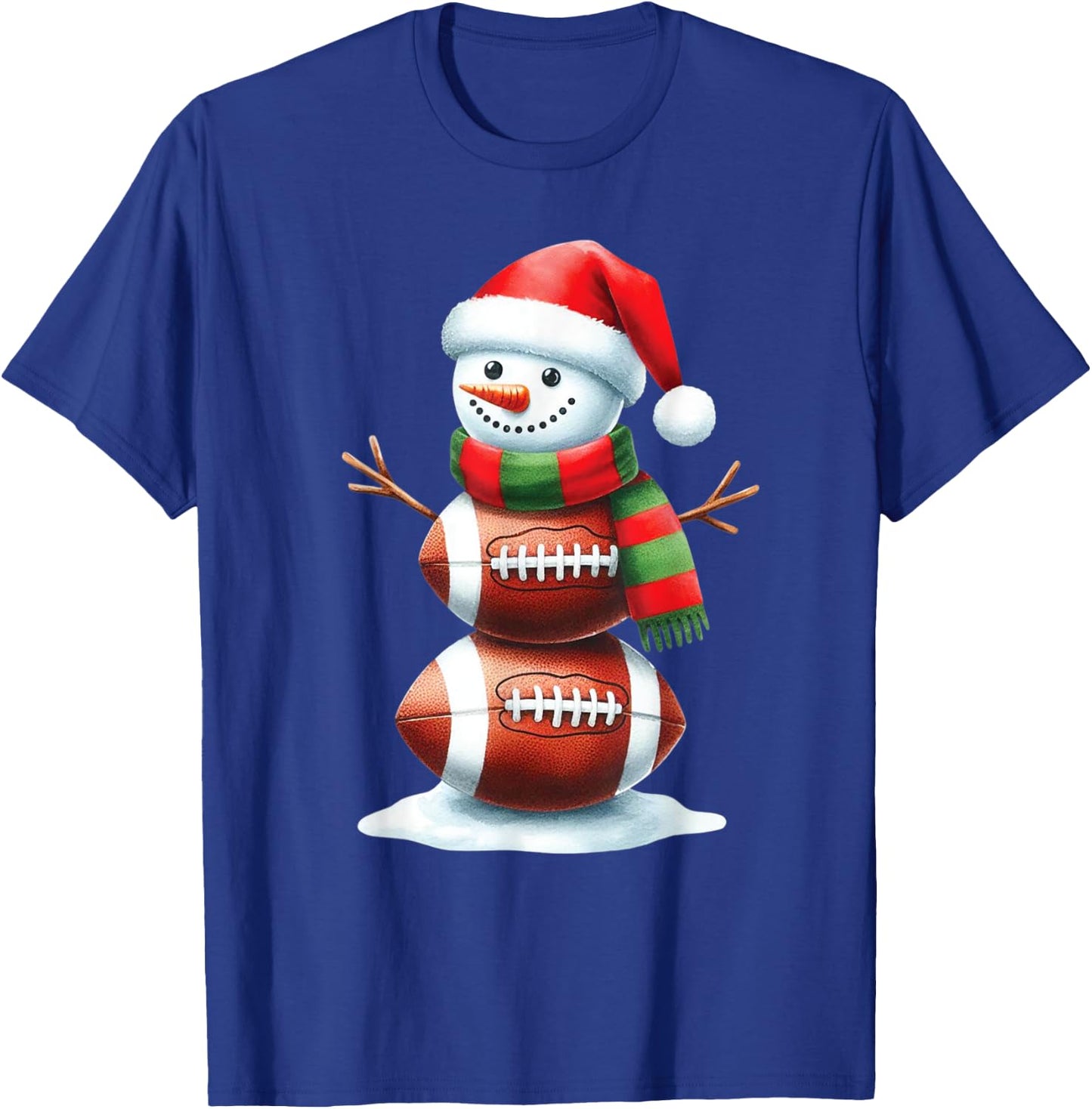 Christmas Football Women Men Kids Christmas Snowman Football T-Shirt - T-Shirt | Royal