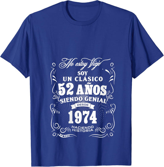 Women's Vintage 52nd Birthday Men Funny 1974 52 Birthday Spanish V-Neck T-Shirt - T-Shirt | Royal