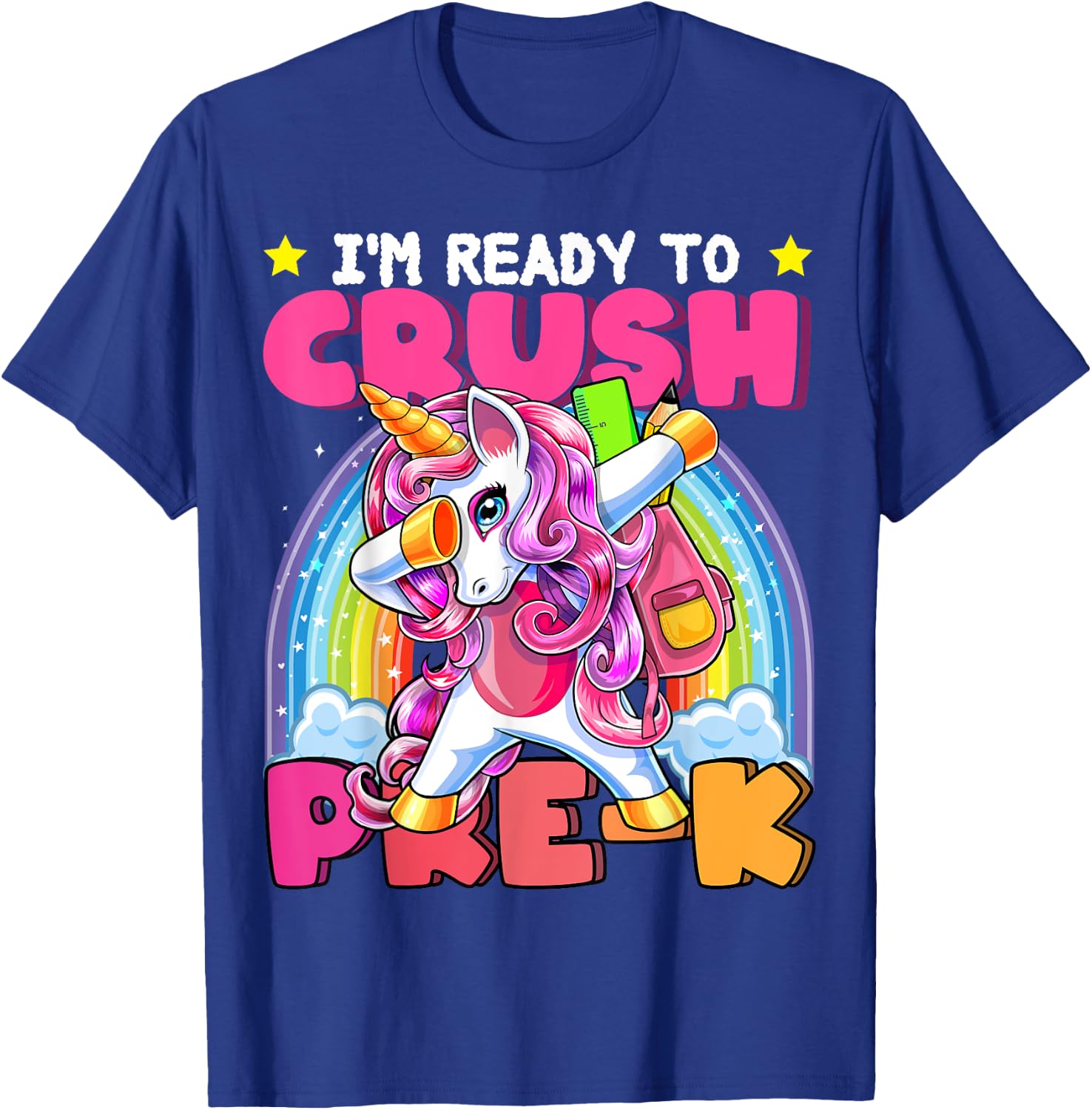 Crush Pre-K Dabbing Unicorn Back to School Girls Gift T-Shirt - T-Shirt | Royal