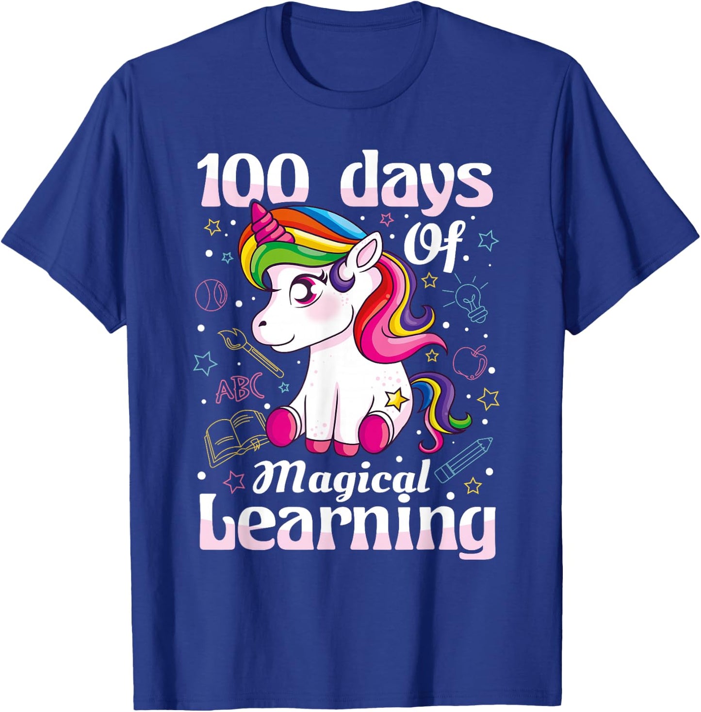 100th Day of School Unicorn Girls 100 Days of School T-Shirt - T-Shirt | Royal