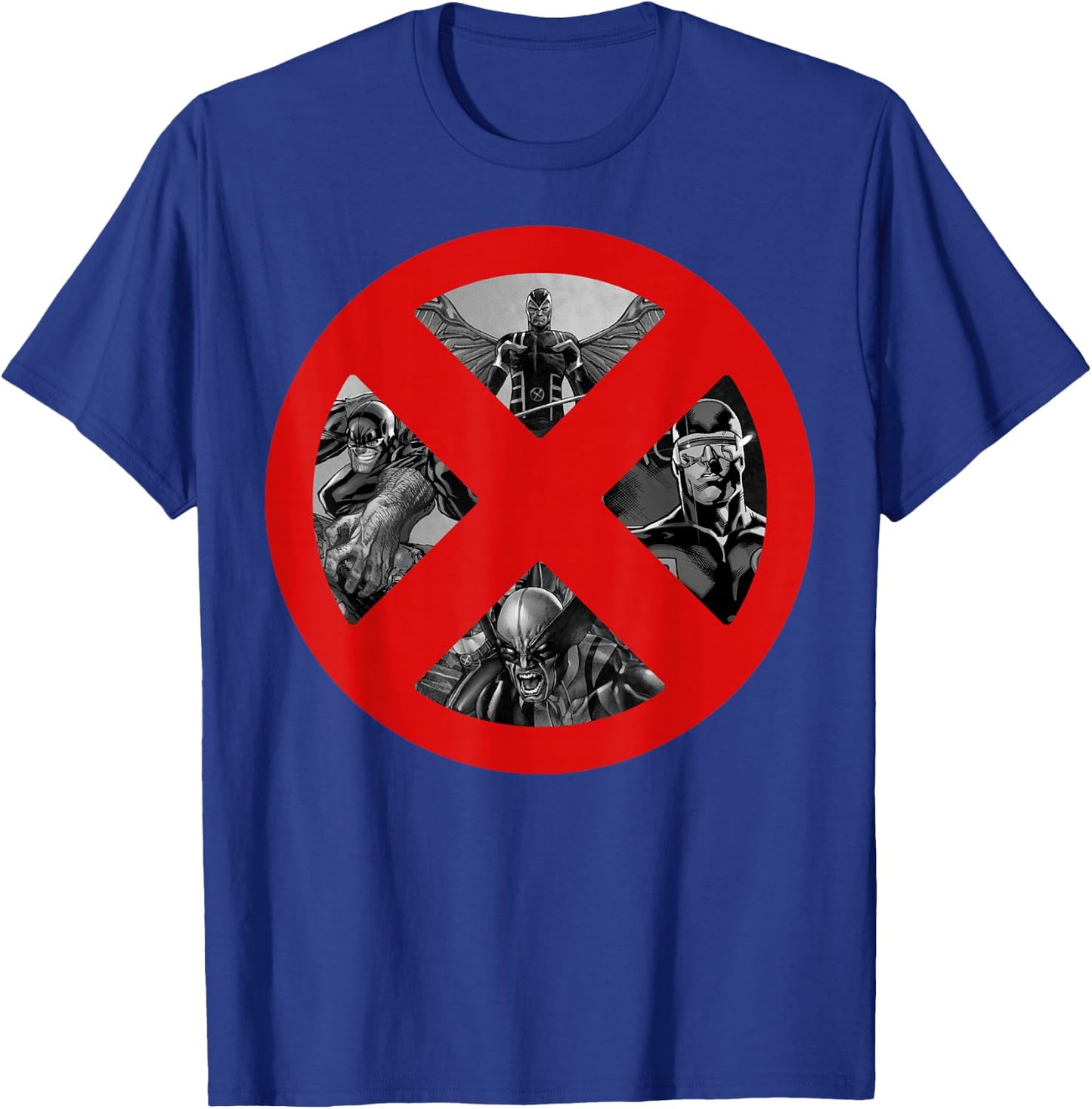 Marvel X-Men Cyclops Wolverine Beast Archangel Logo T-Shirt - T-Shirt | Royal