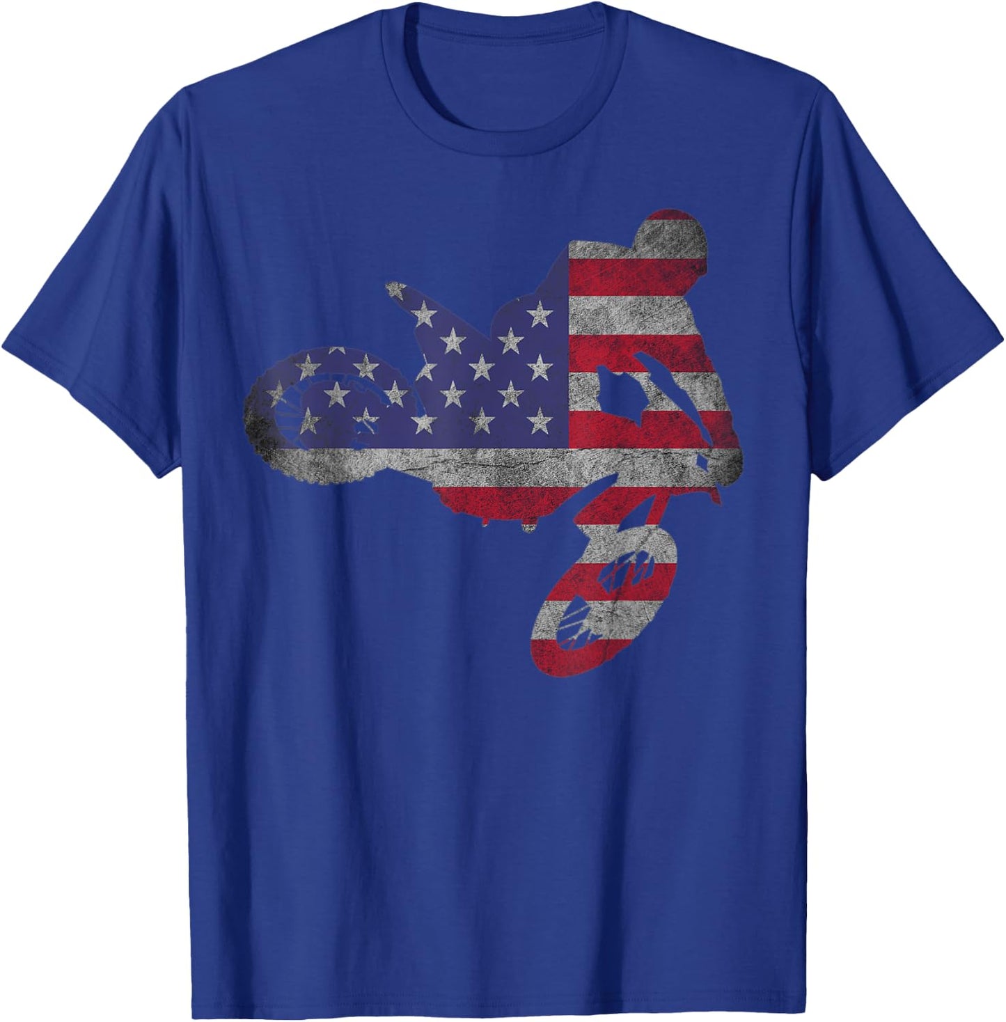 Dirt Bike American Flag | Motocross Enduro Shirt Women Girls Kids Men T-Shirt - T-Shirt | Royal