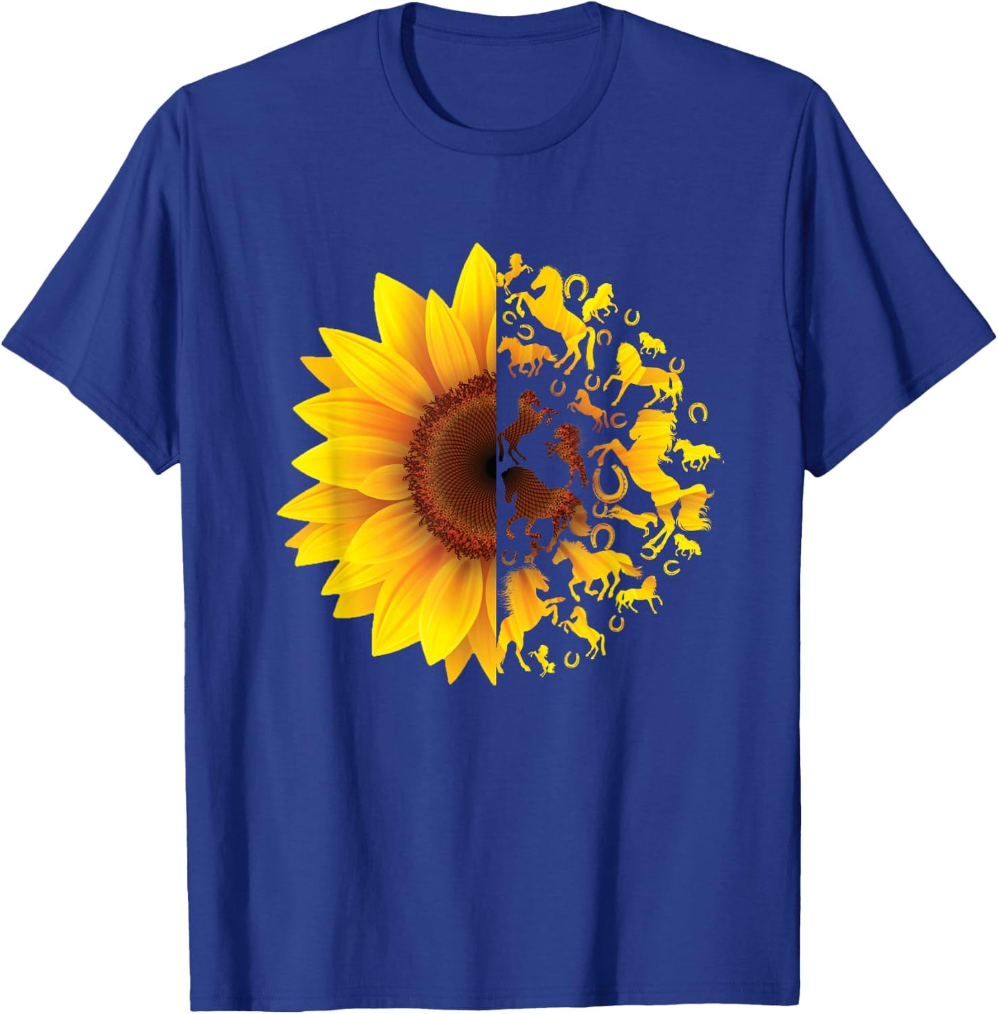 Cool sunflower horses - horse and sunflower preferred T-Shirt - T-Shirt | Royal