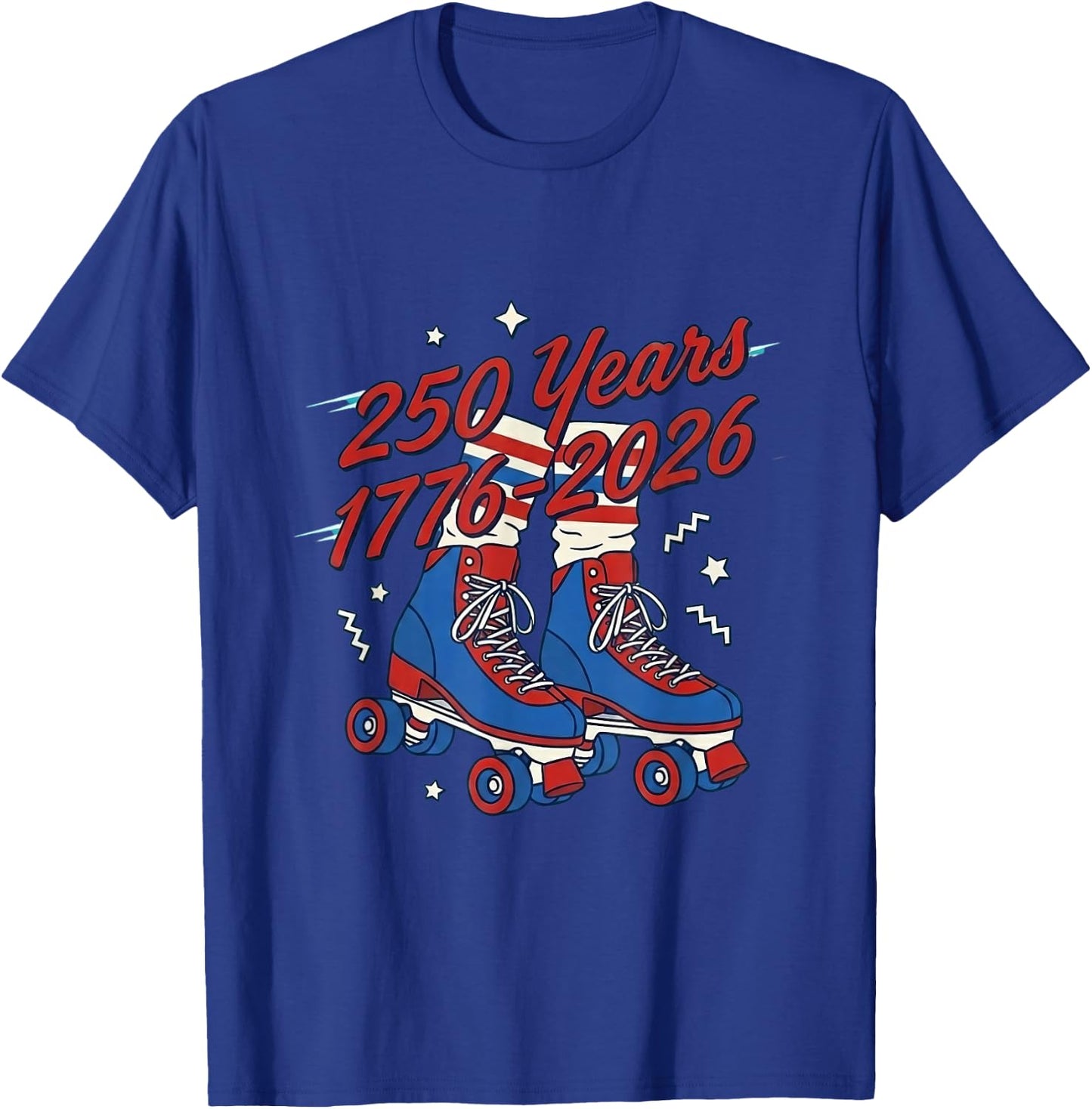 250 Years 250th Anniversary July 4th Roller Skates T-Shirt - T-Shirt | Royal