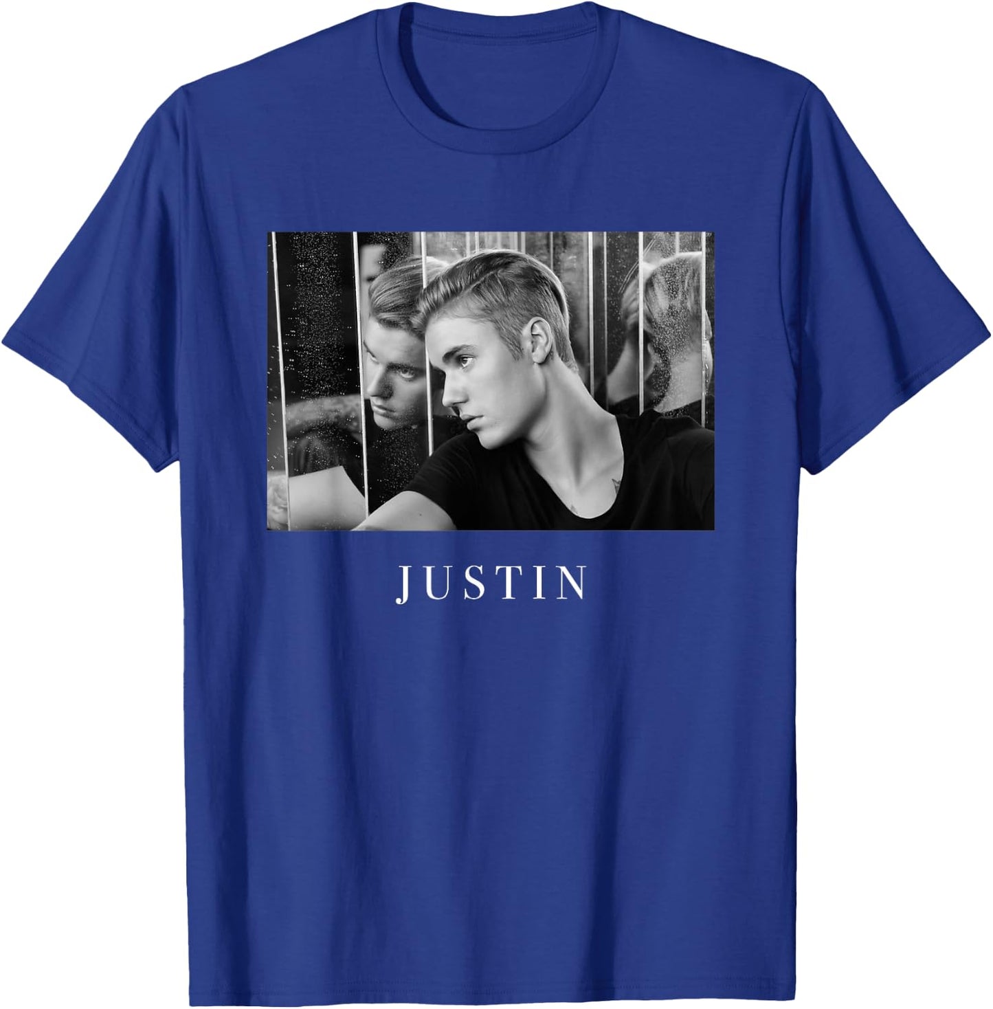 Official Justin Bieber Reflection Photo B&W T-Shirt - T-Shirt | Royal