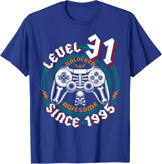 Level 31 Unlocked Awesome Since 1995 31st Birthday Gamer T-Shirt - T-Shirt | Royal