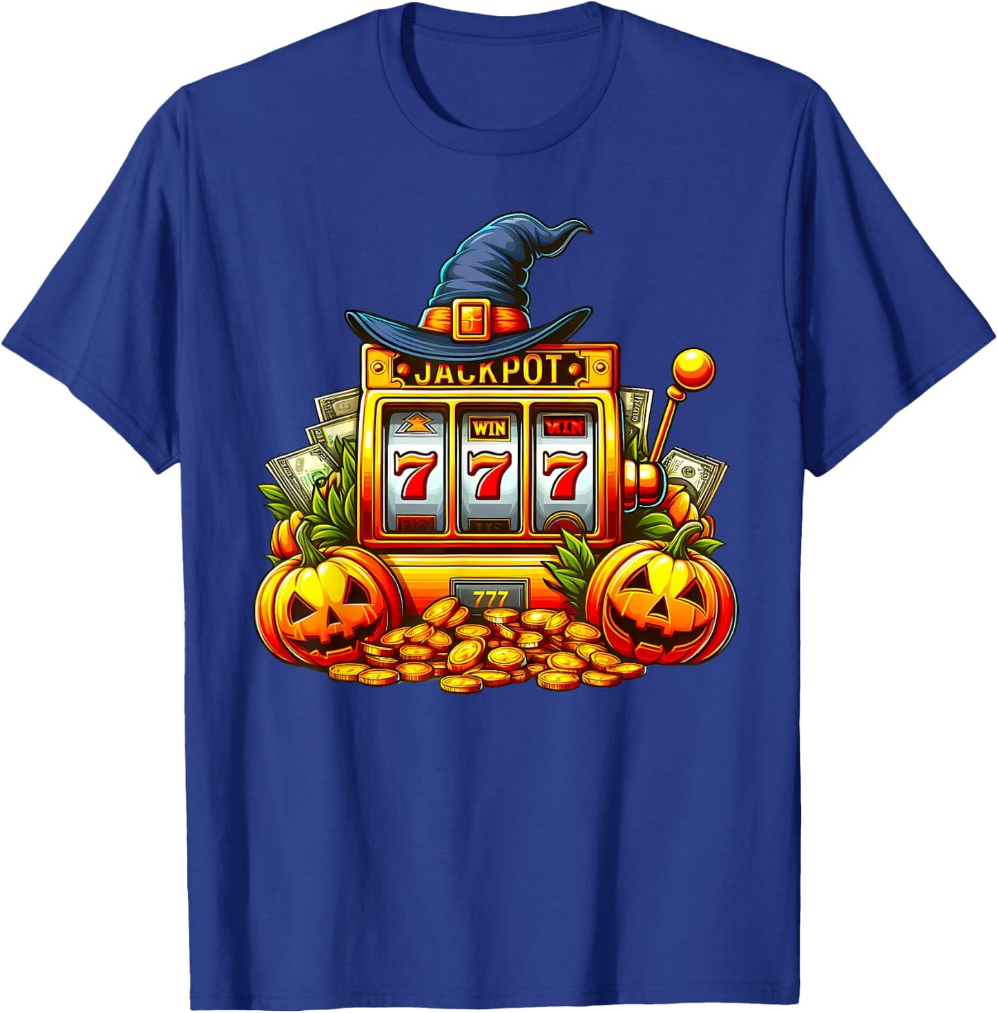 Halloween Slot Machine Casino Money Winner Pumpkins Jackpot T-Shirt - T-Shirt | Royal