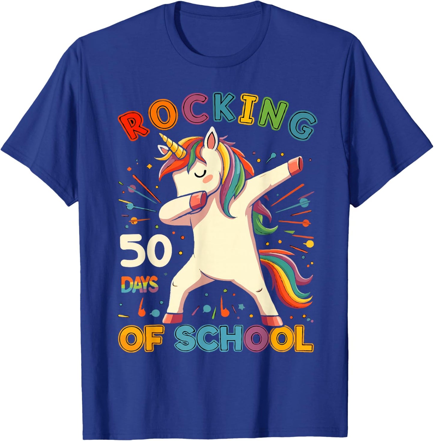 Rockin 50 Days of School 50th Day of School 50 Days Smarter T-Shirt - T-Shirt | Royal