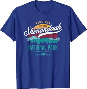 Vintage Shenandoah National Virginia USA Park Hiking Camping T-Shirt - T-Shirt | Royal