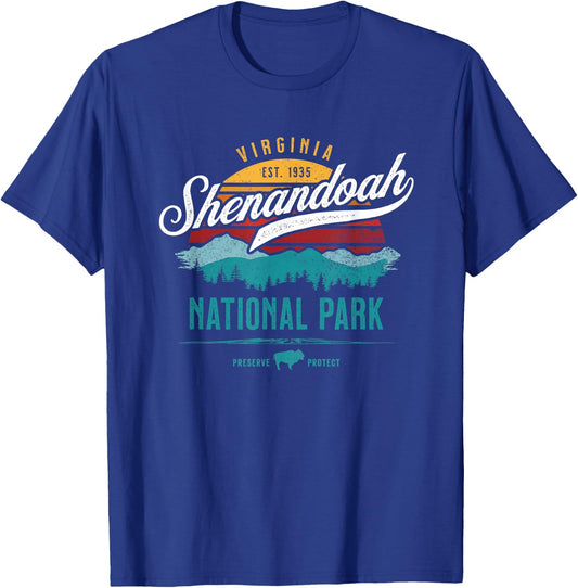 Vintage Shenandoah National Virginia USA Park Hiking Camping T-Shirt - T-Shirt | Royal