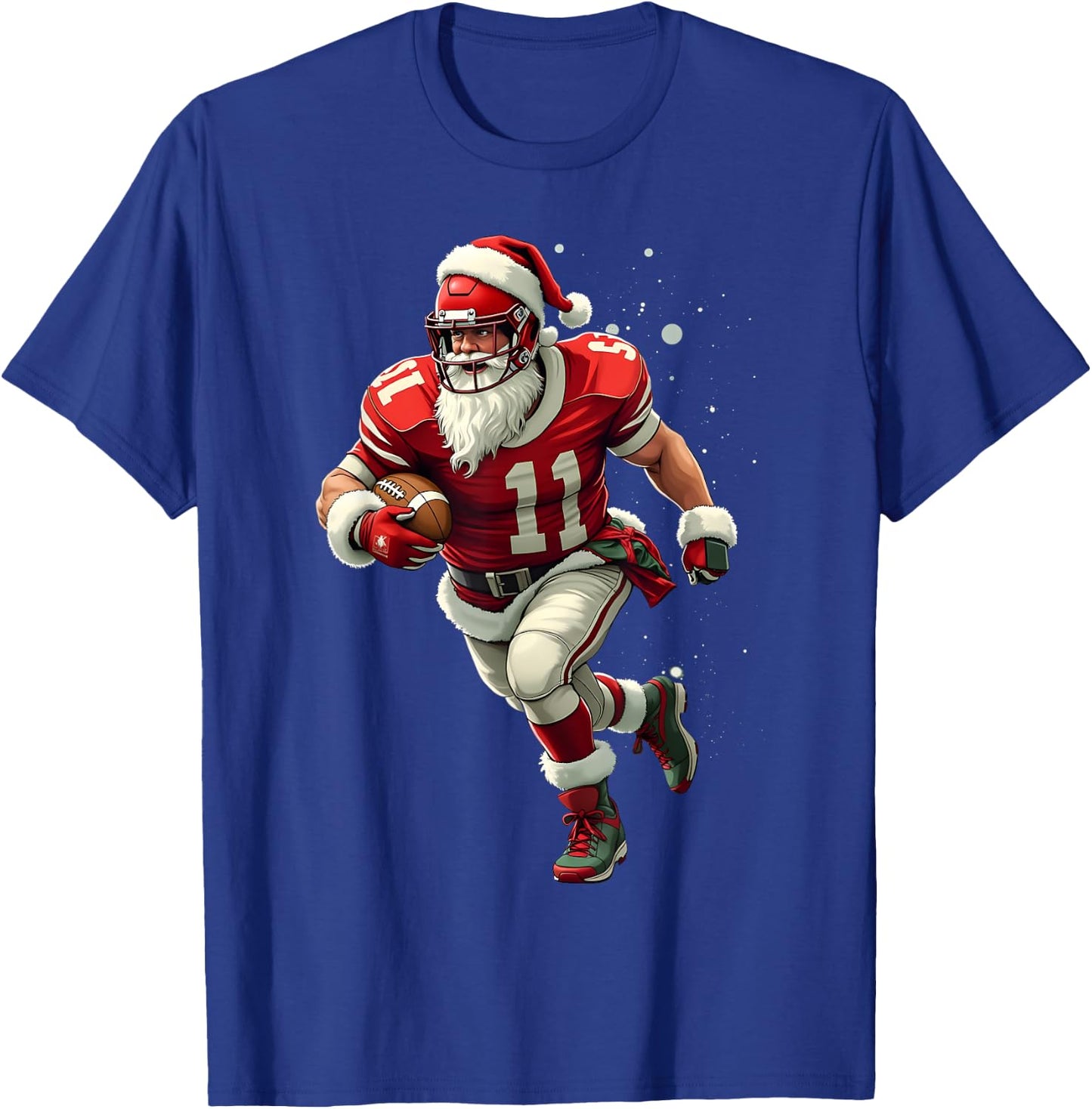 Santa Sports Christmas Football Player Boys T-Shirt - T-Shirt | Royal