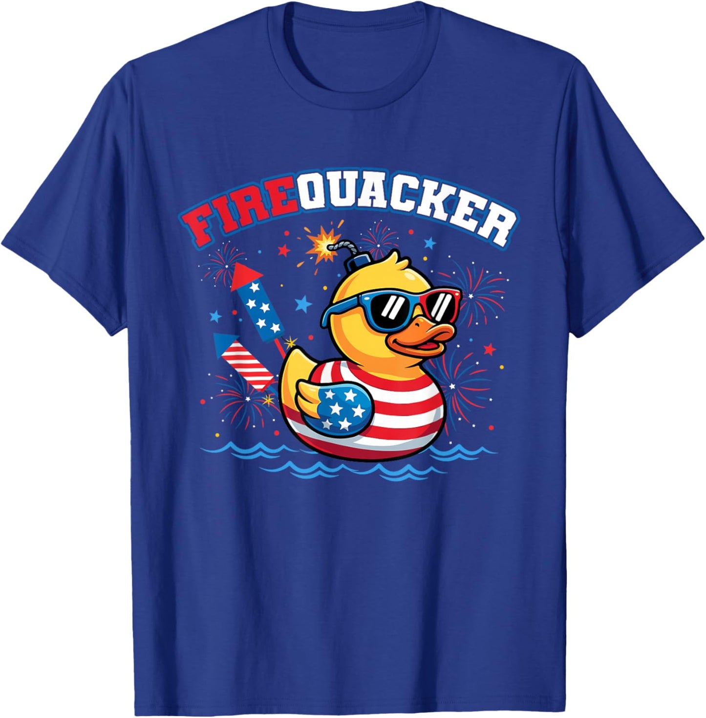 Funny Duck Firequacker Patriotic Fourth of July Men Women T-Shirt - T-Shirt | Royal
