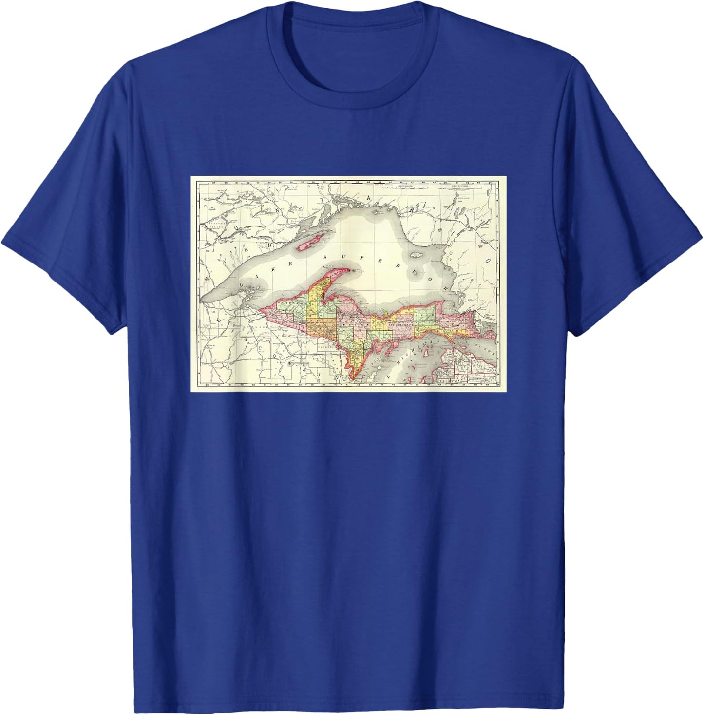 Michigan Upper Peninsula Map T-Shirt - T-Shirt | Royal
