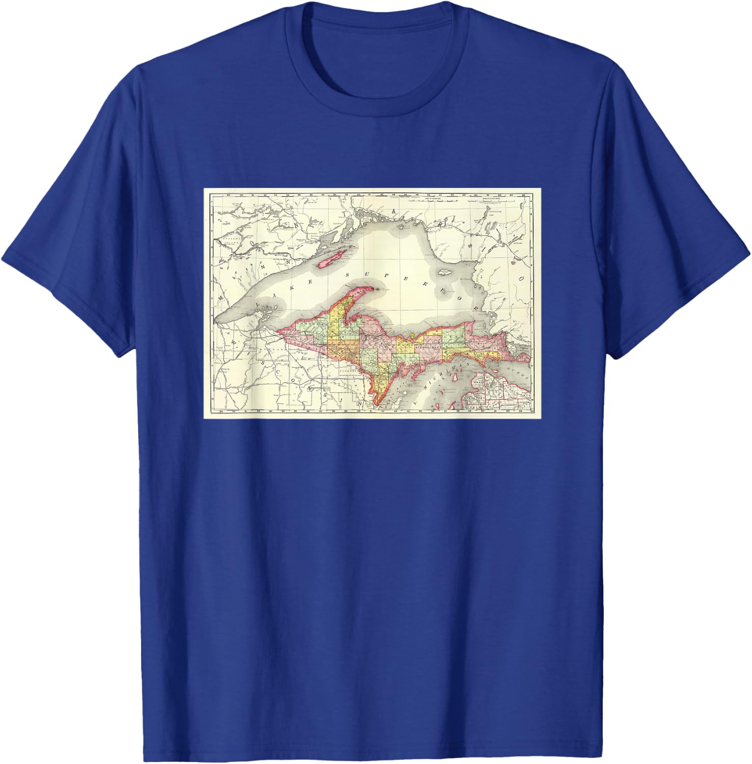 Michigan Upper Peninsula Map T-Shirt - T-Shirt | Royal