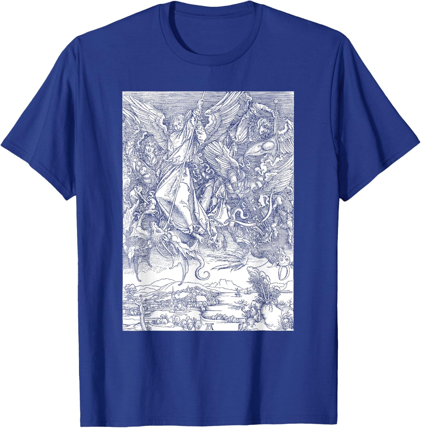 Albrecht Durer, Michael Slaying the Dragon Engraving, Occult T-Shirt - T-Shirt | Royal