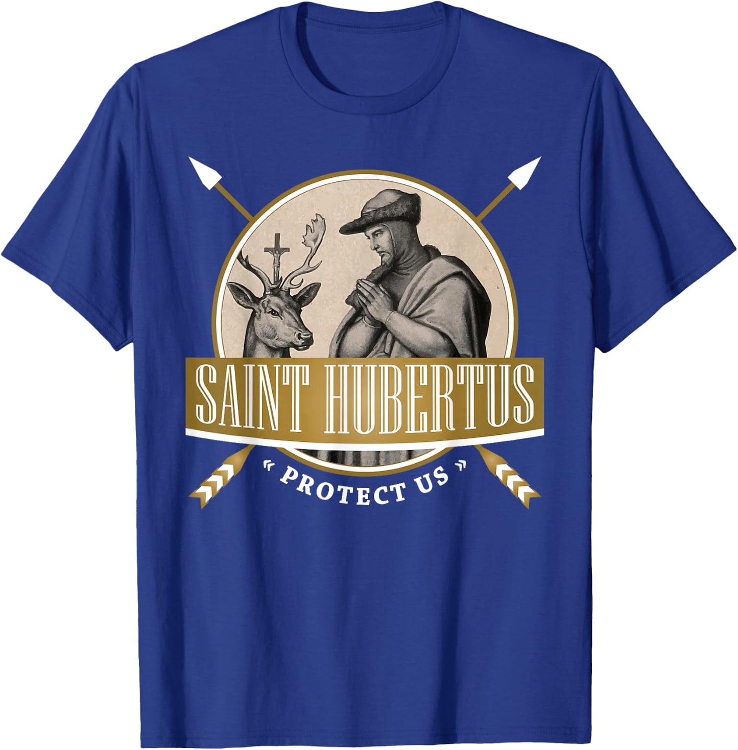 Hubertus Hubert Patron Saint of Hunters Bowhunter Catholic T-Shirt - T-Shirt | Royal