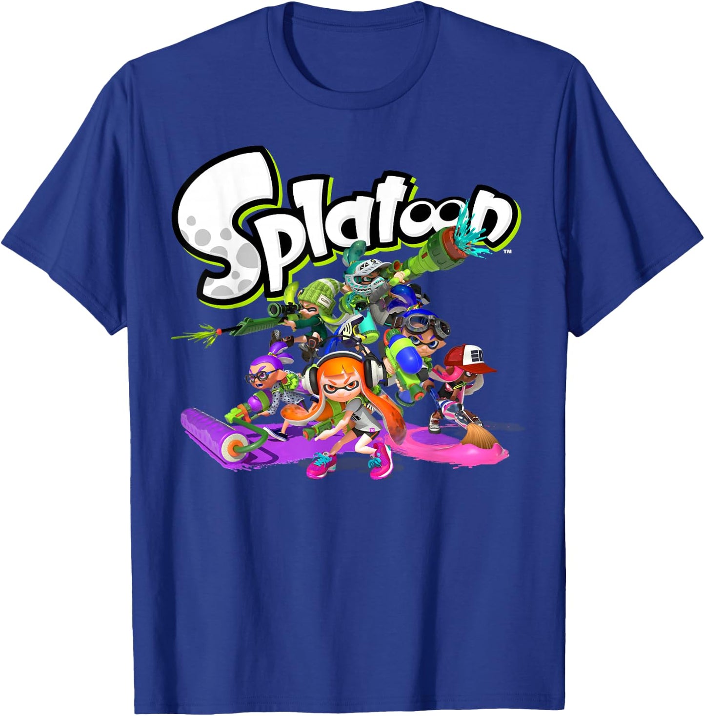 Splatoon Logo Teams Group Shot T-Shirt - T-Shirt | Royal