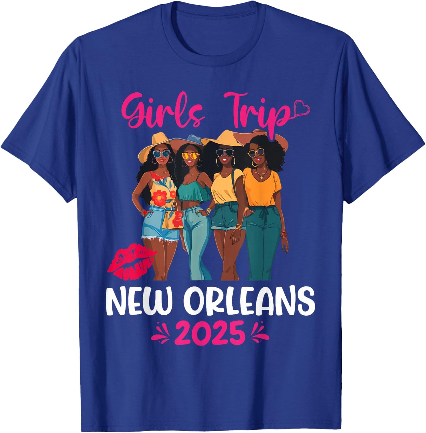 Black Girls Trip New Orleans 2025 Vacation Matching T-Shirt - T-Shirt | Royal