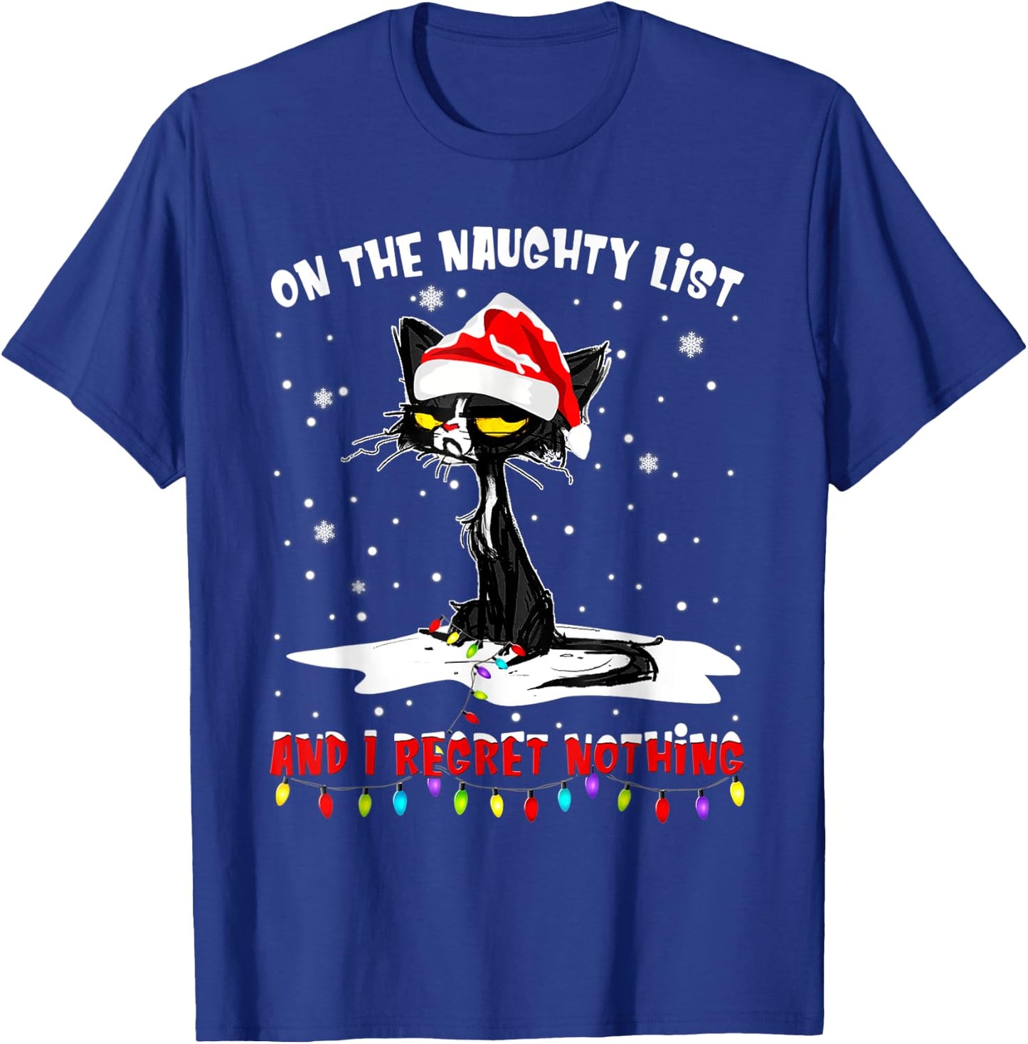 On the naughty list and i regret nothing black cat Women Kids T-Shirt - T-Shirt | Royal