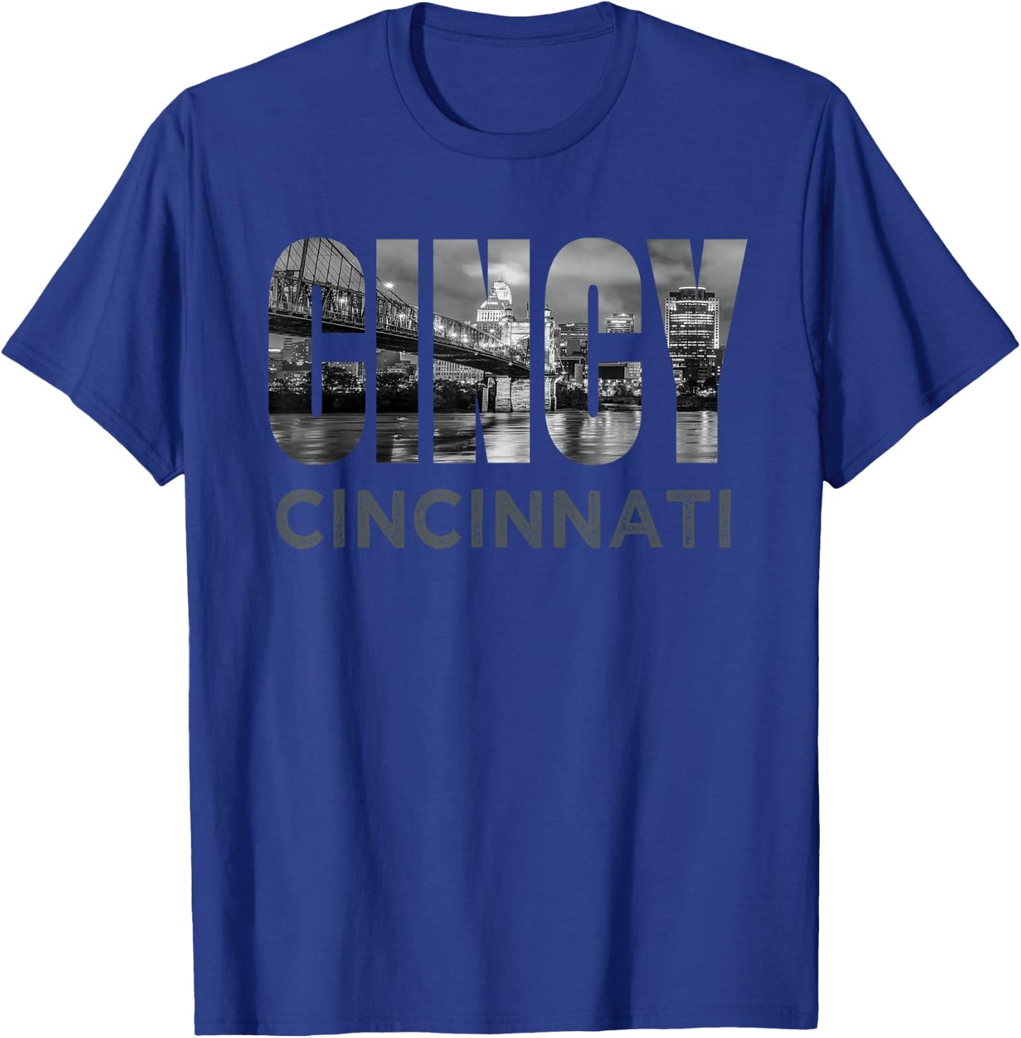 Cincy Downtown Cincinnati Ohio Skyline Art Home City Gift T-Shirt - T-Shirt | Royal