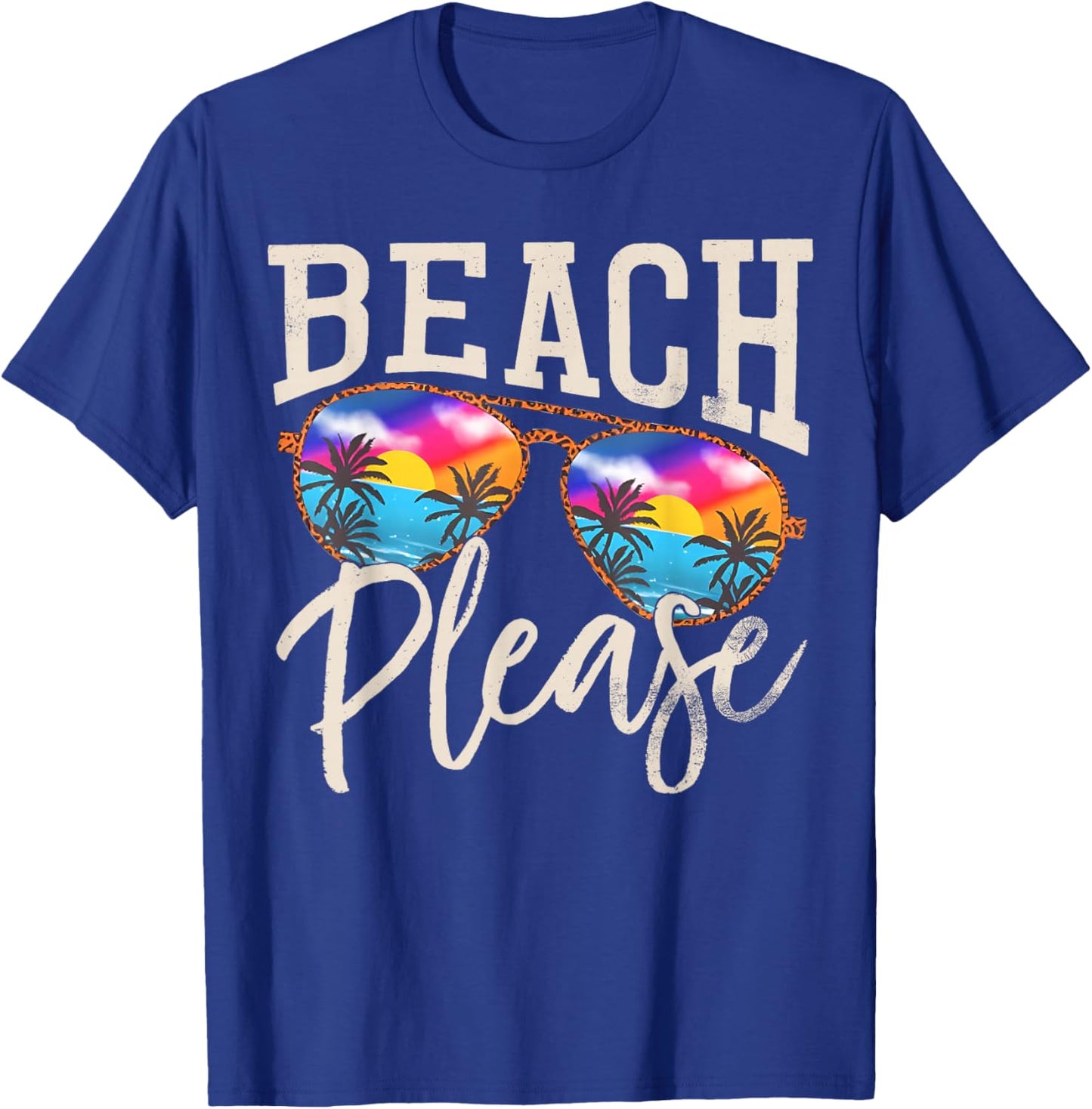 Vintage Beach Please Sunglasses Summer Beach Vacation T-Shirt - T-Shirt | Royal