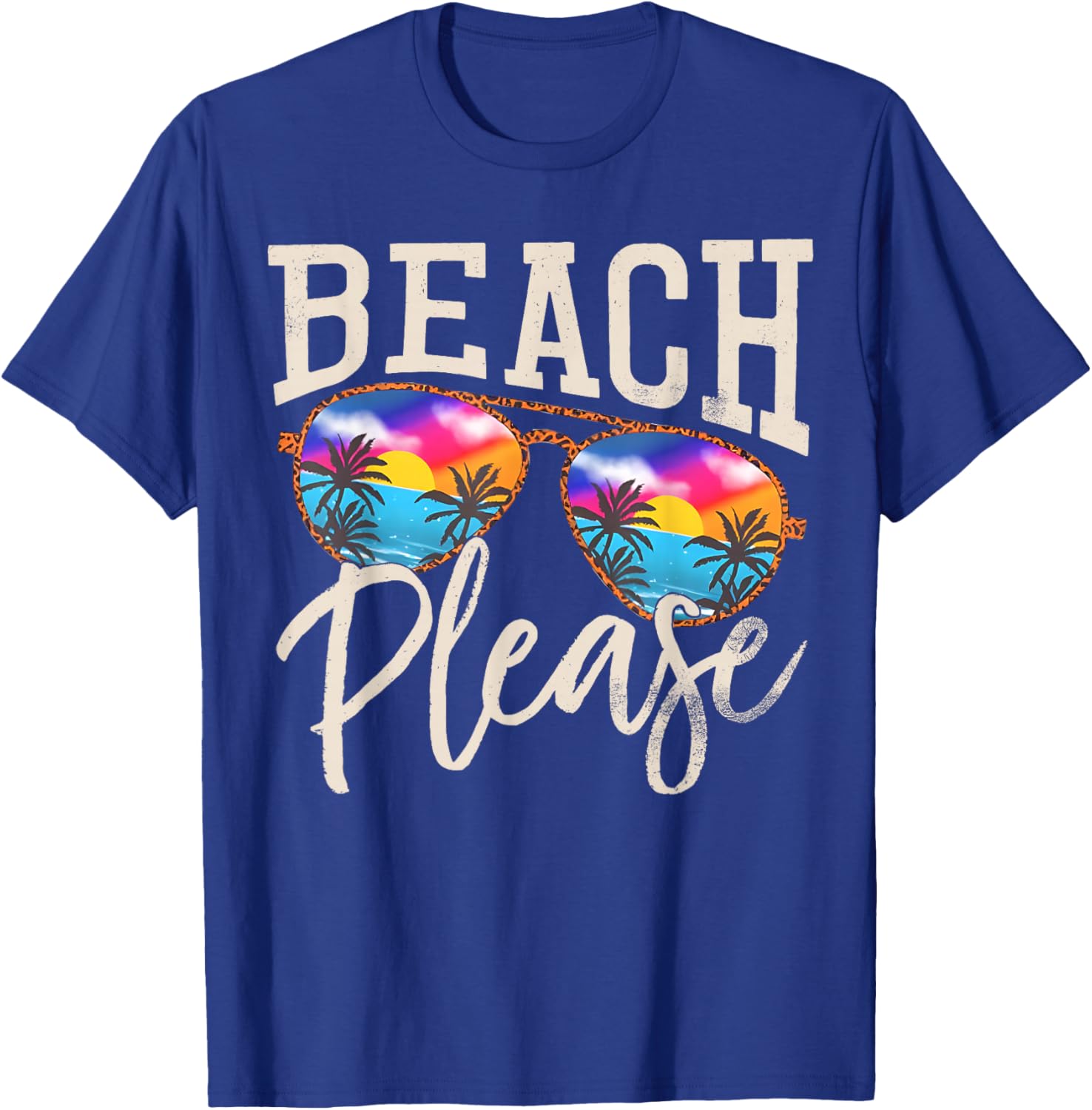Vintage Beach Please Sunglasses Summer Beach Vacation T-Shirt - T-Shirt | Royal
